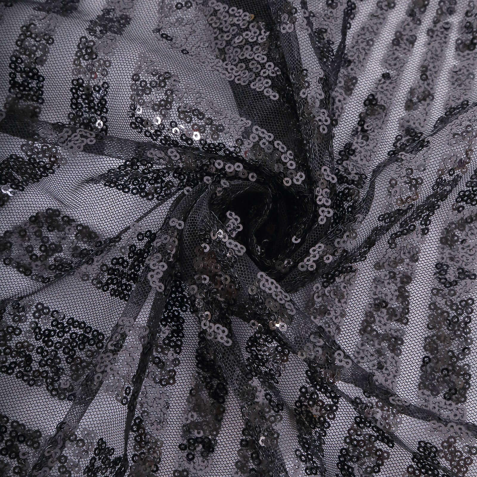 Black Seamless Diamond Glitz 120 Round Sequin Tablecloth - Perfect for Special Events