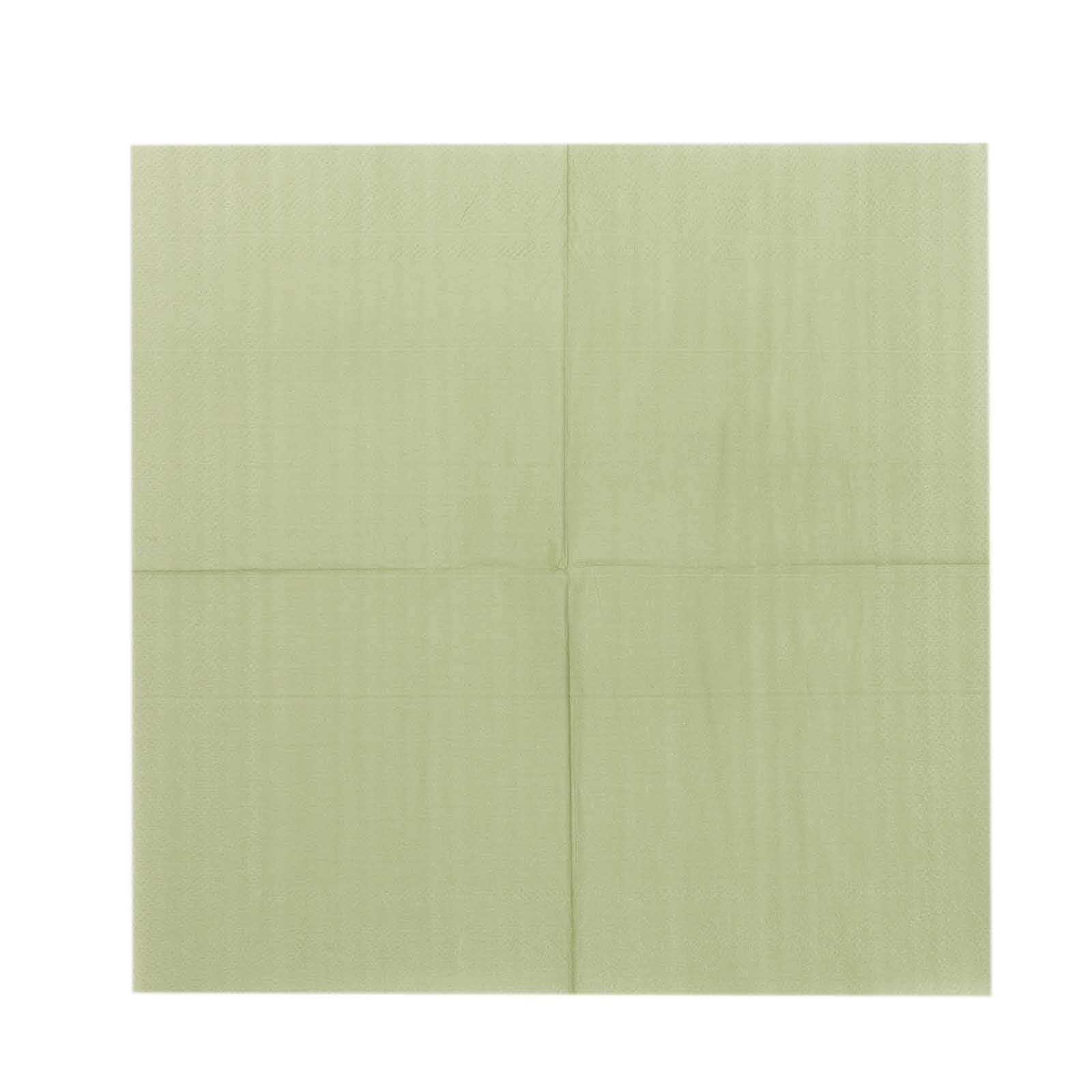 50-Piece Pack of Sage Green 2-Ply Disposable 18GSM Soft Cocktail Paper Beverage Napkins