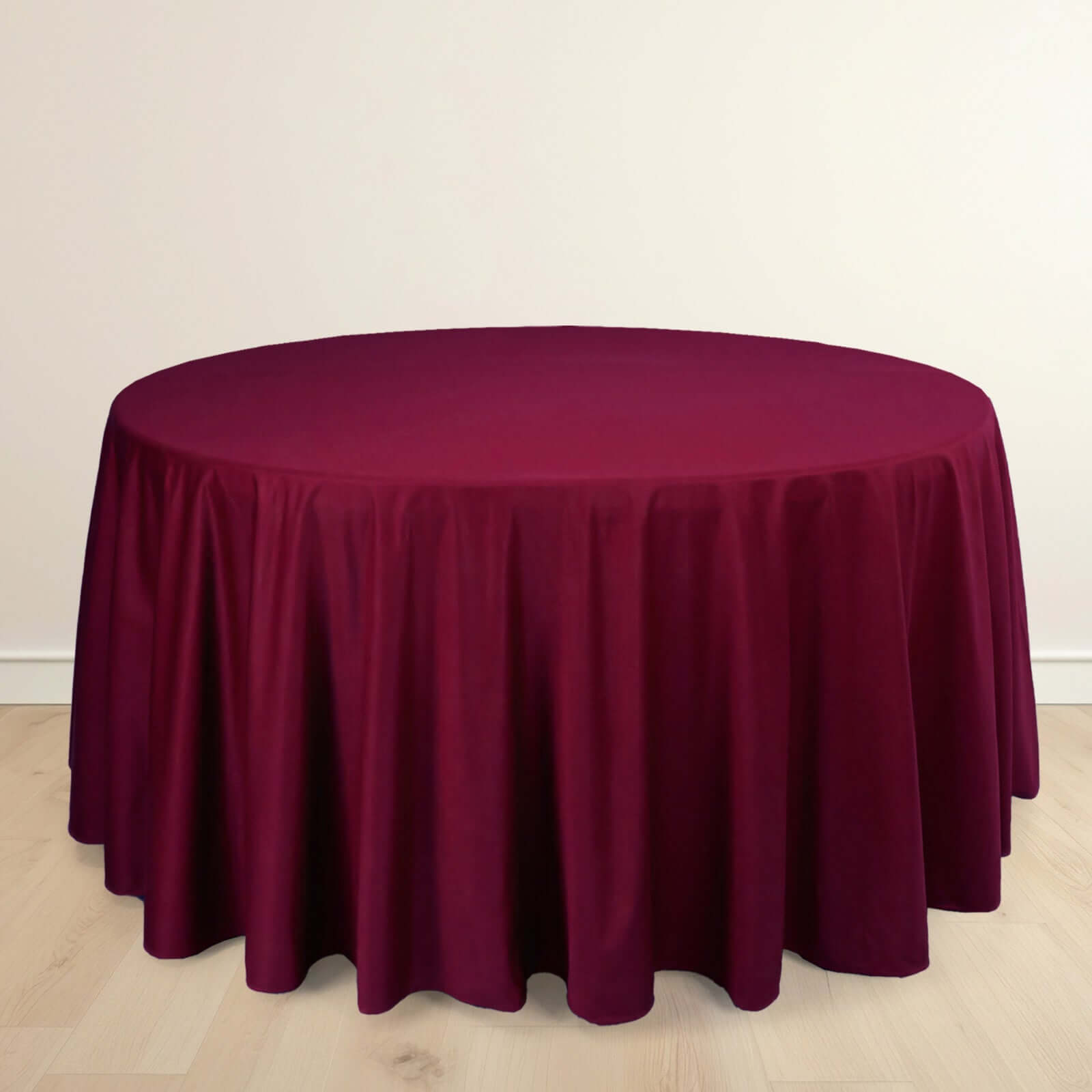 Premium Seamless Burgundy 120' Round Scuba Tablecloth - Wrinkle & Stain Resistant