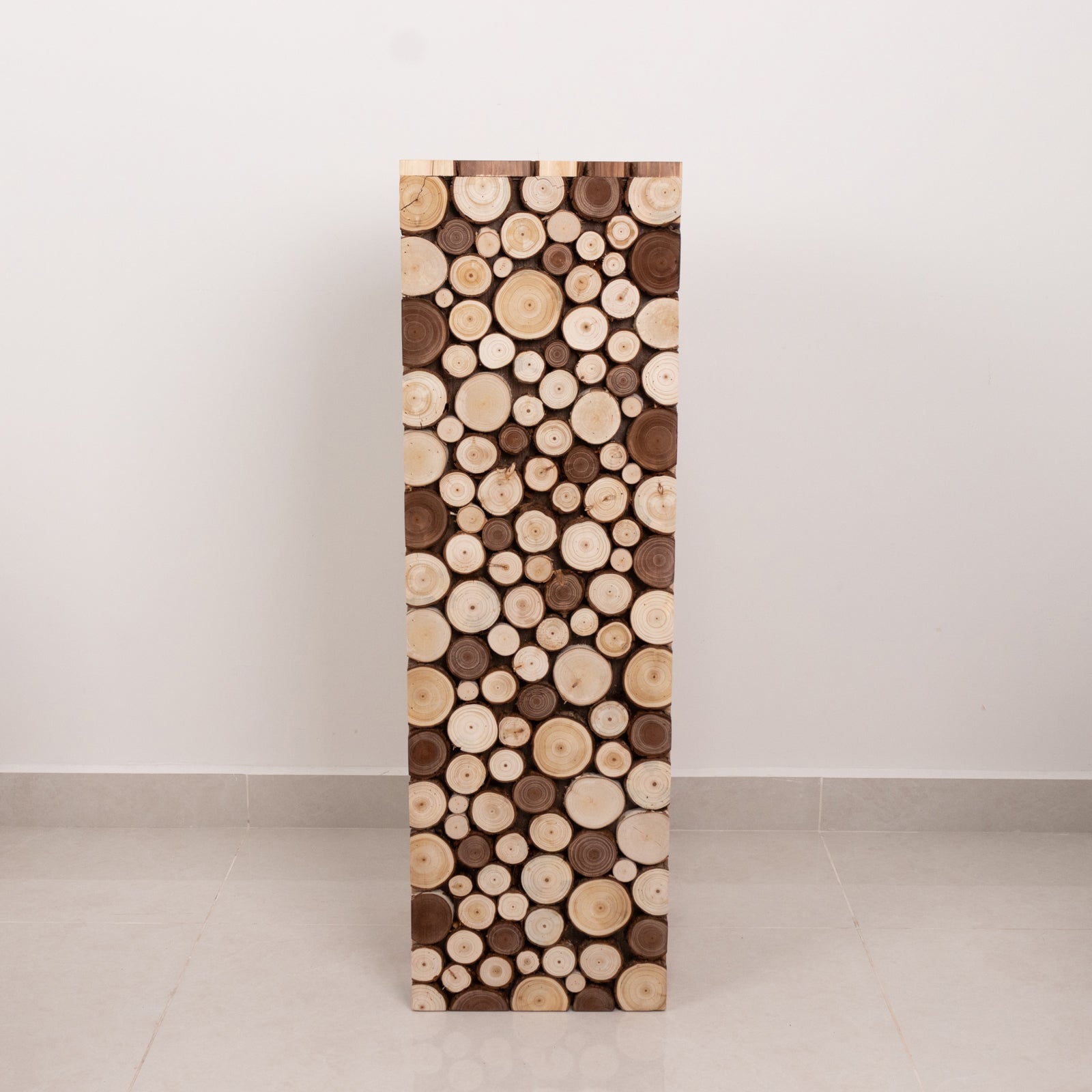 36" Natural Wooden Rectangular Pedestal Stand - Ideal for Rustic Decor