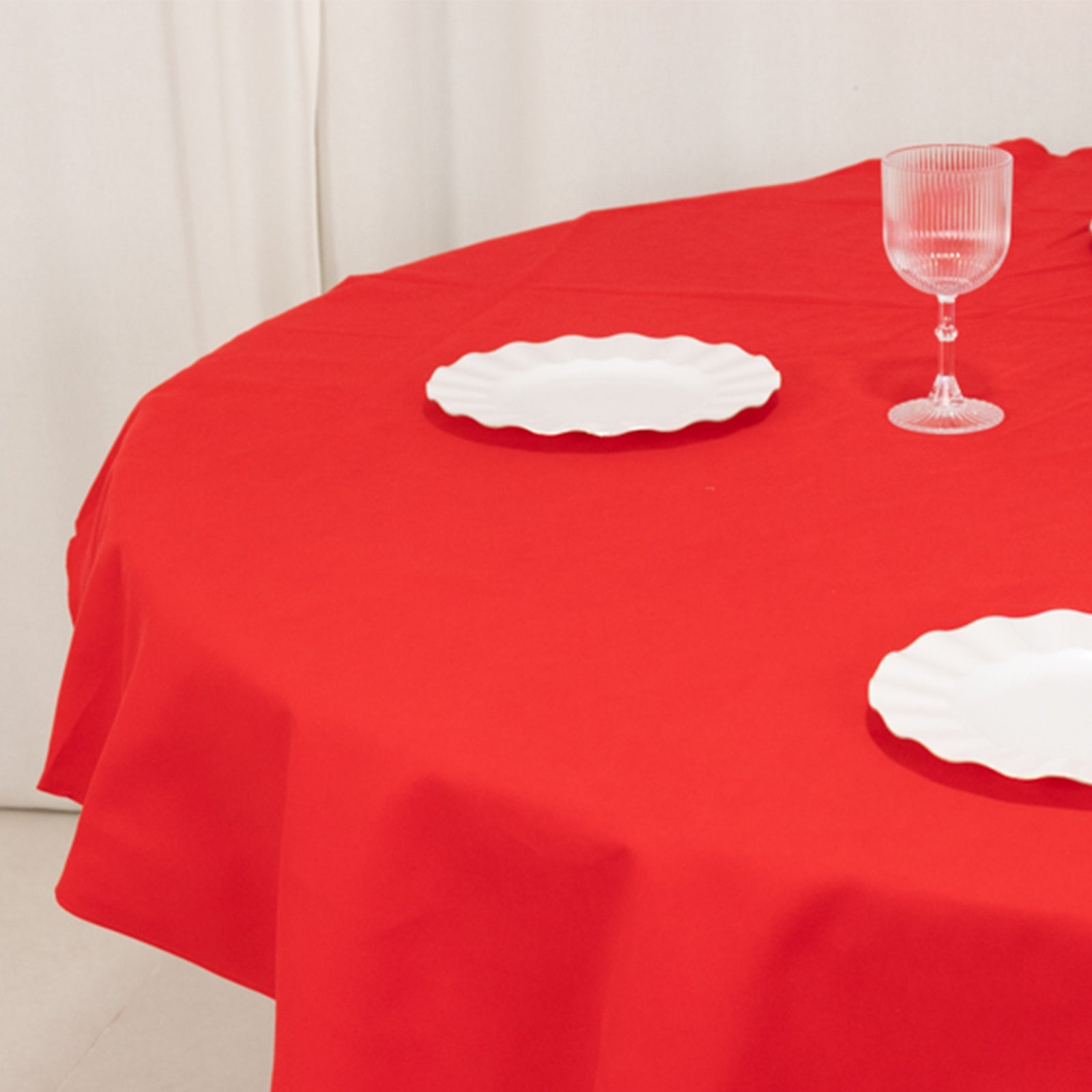 Hot Deal! 70-Inch Red Wrinkle-Resistant Cotton Blend Round Tablecloth for Events