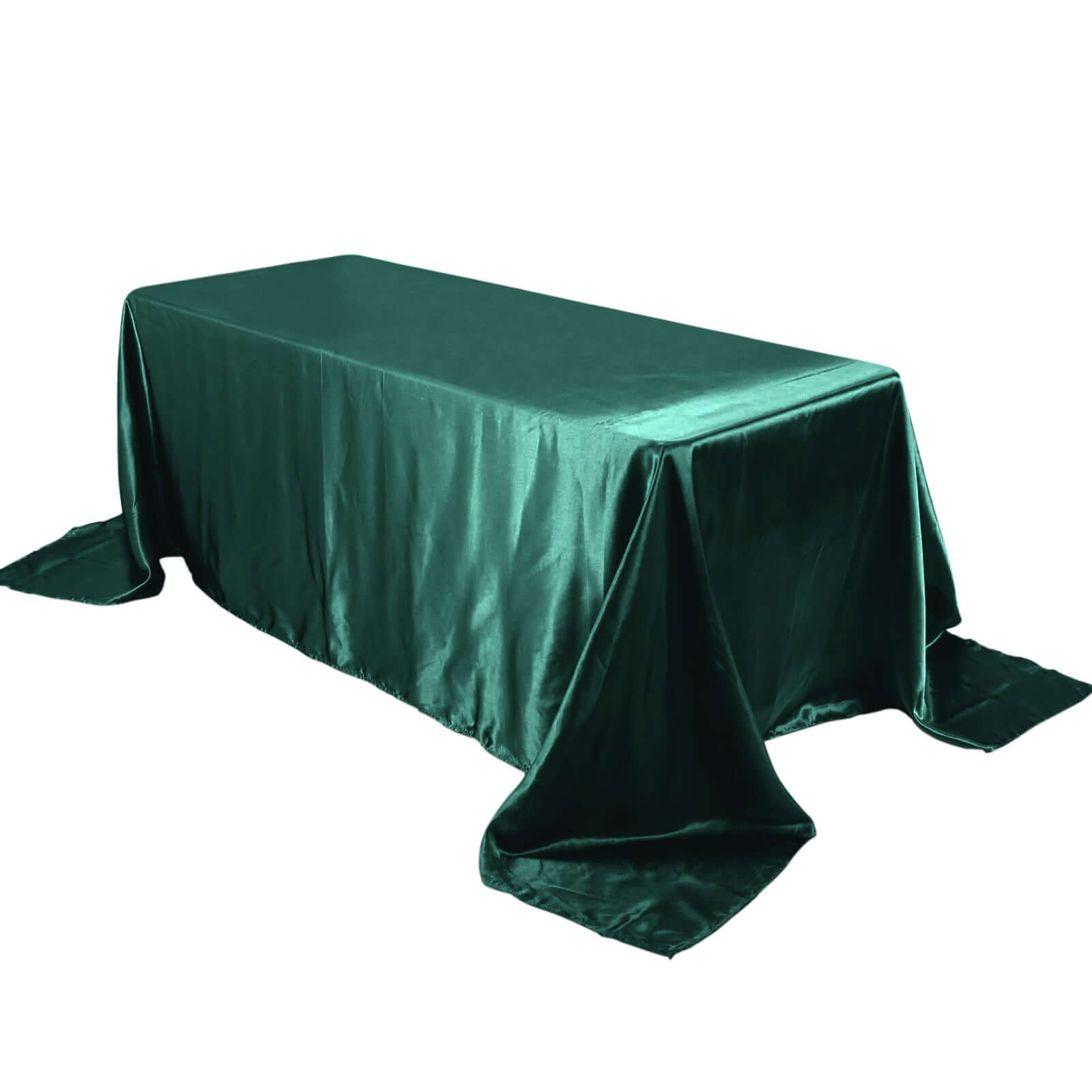 Hot Deal! Seamless Satin Rectangular Tablecloth in Hunter Emerald Green, 90x132 Size