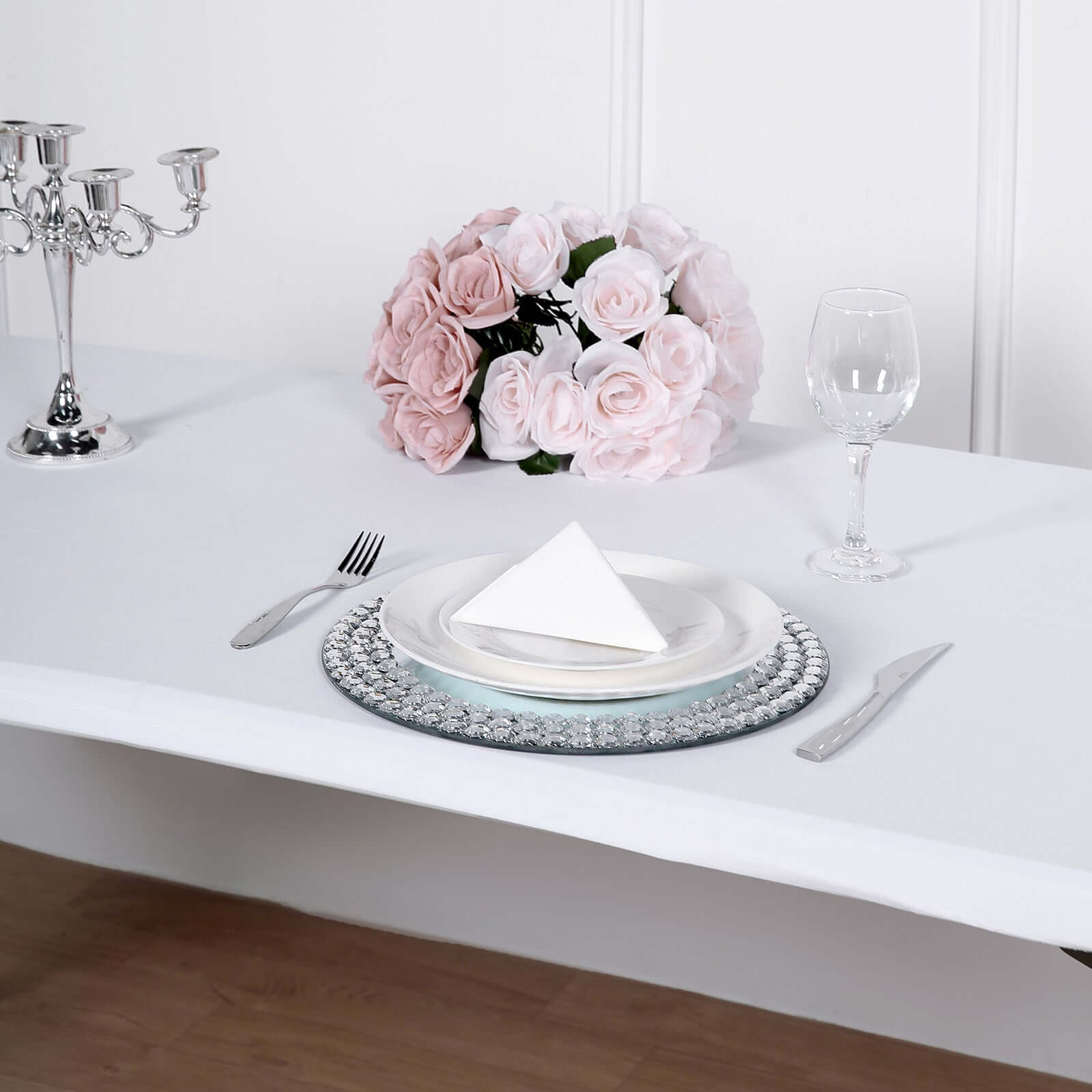 White Stretch Spandex 72x30 Rectangle Fitted Table Topper - Durable & Sleek