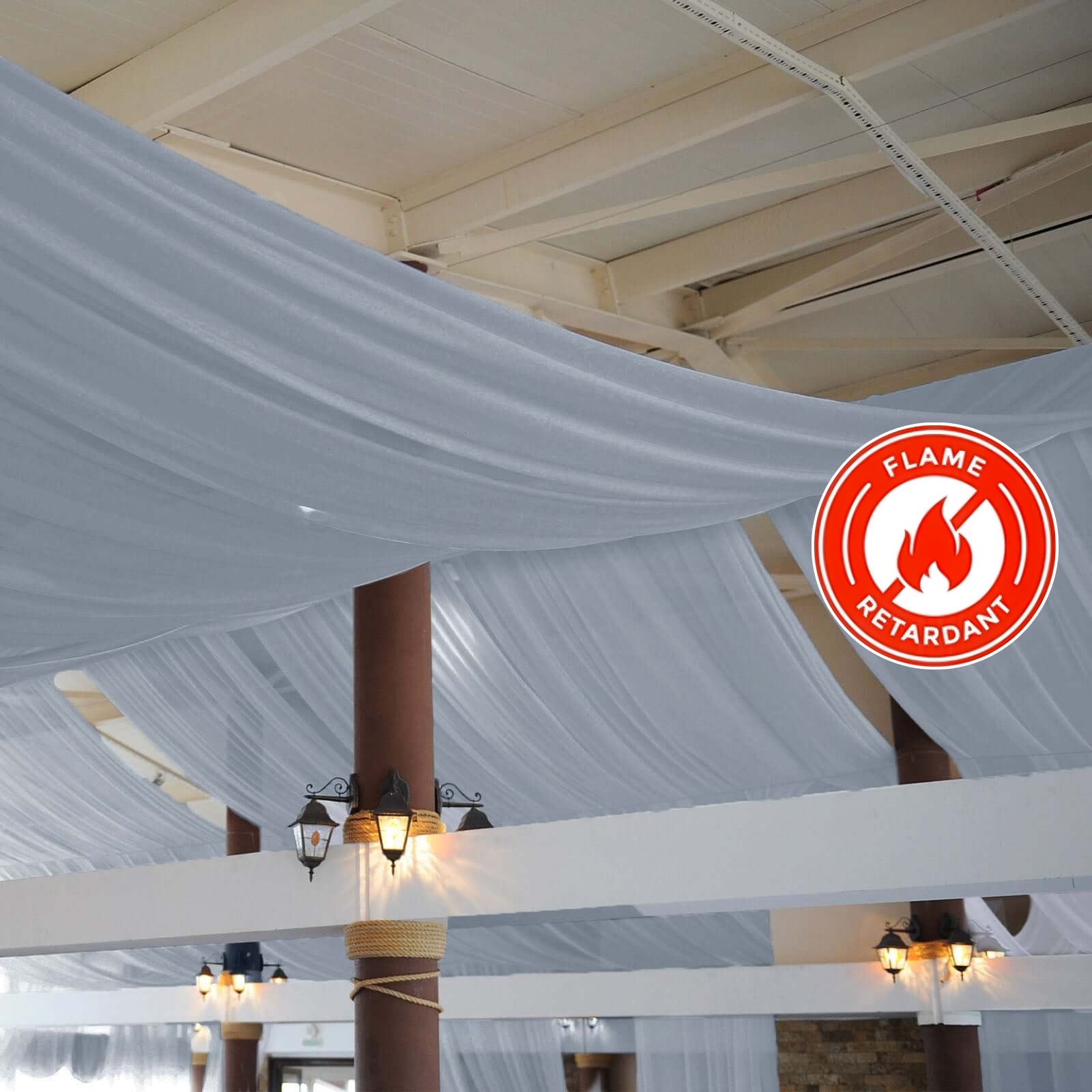 Premium 5ft x 32ft Dusty Blue Chiffon Curtain Panel - Durable Flame - Resistant Backdrop with Rod Pocket