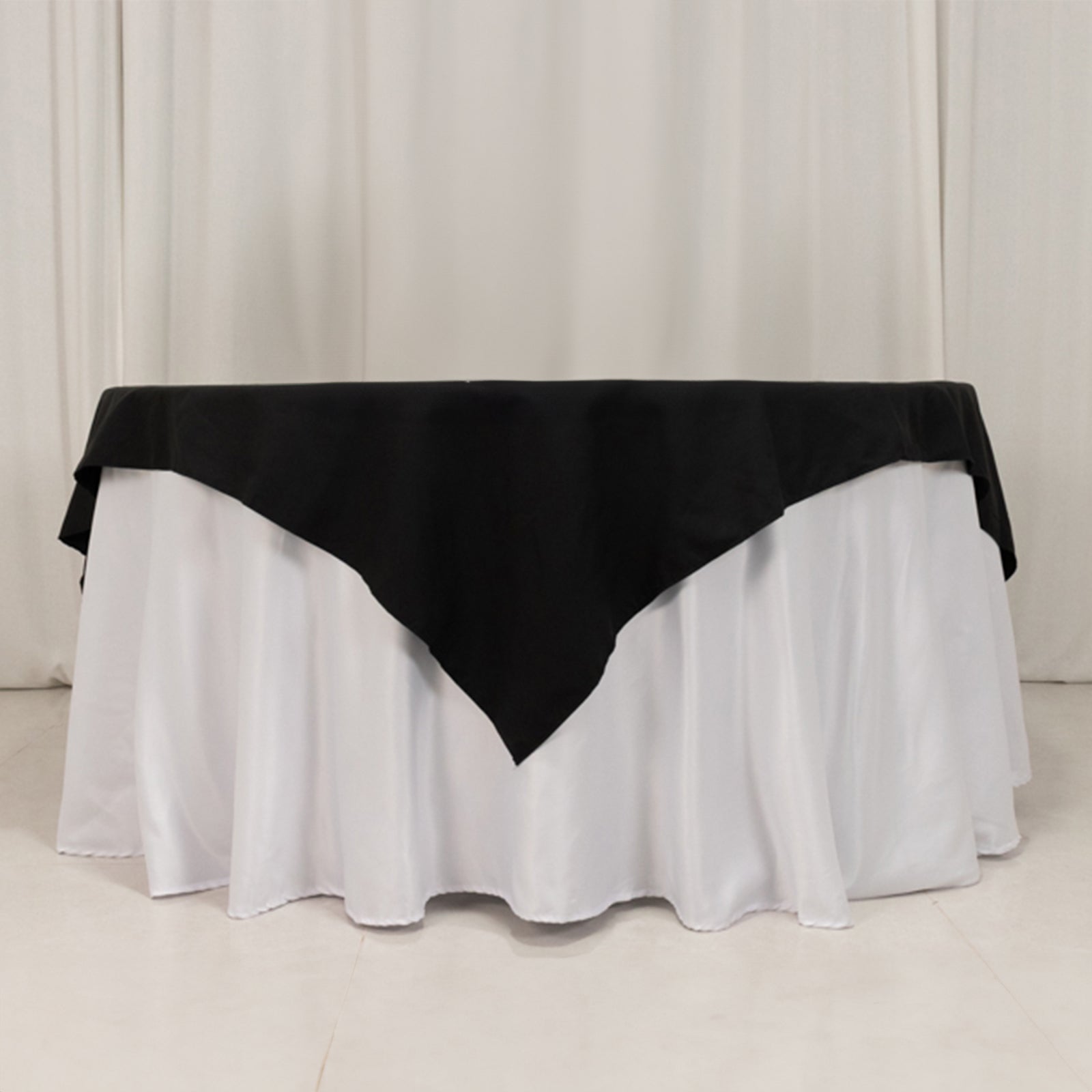 Black 70x70 Wrinkle-Resistant Cotton Blend Square Table Overlay - Ideal for Events
