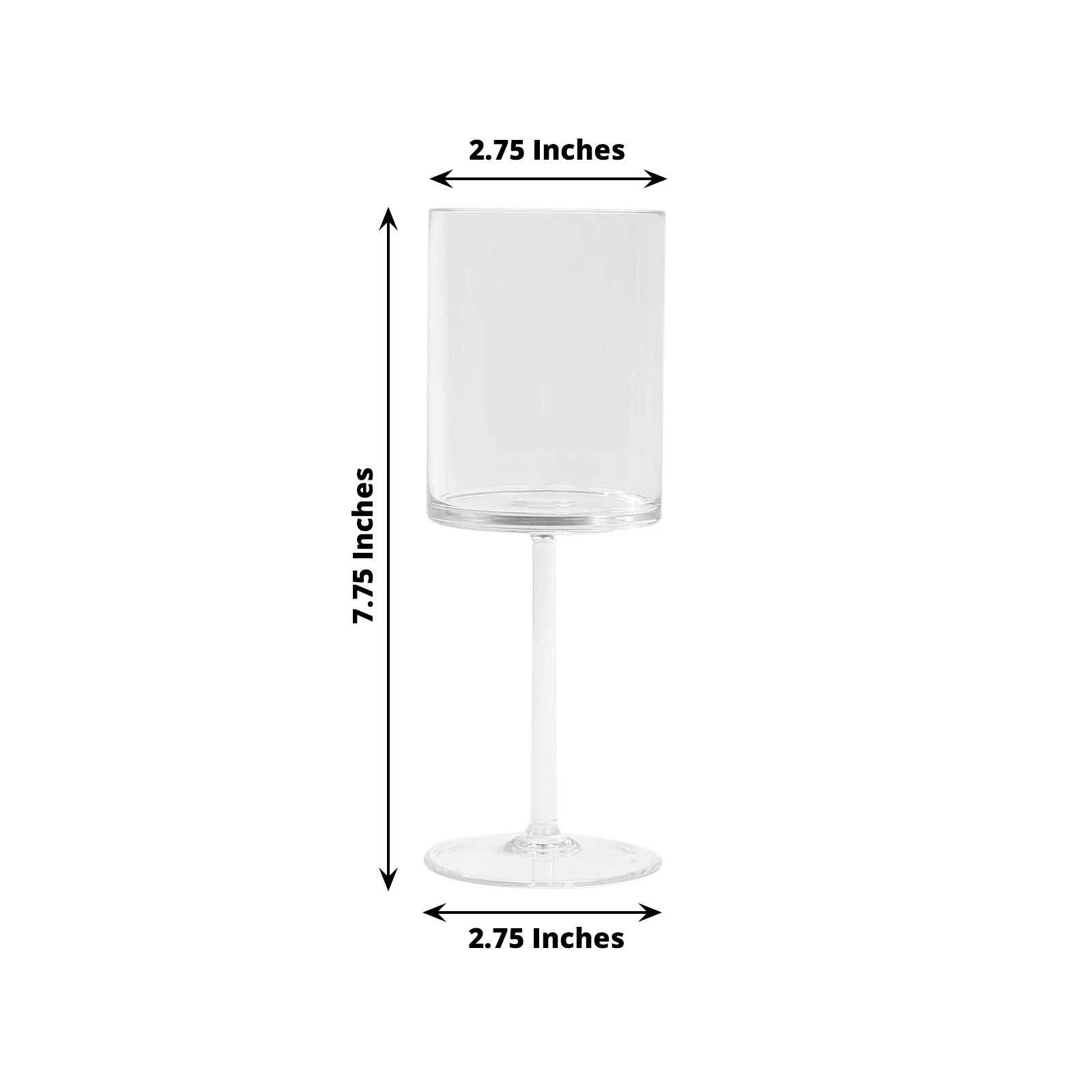 6-Piece Set of Clear Plastic Long Stem Cylindrical Cocktail Glasses - 10oz Shatterproof Tumblers