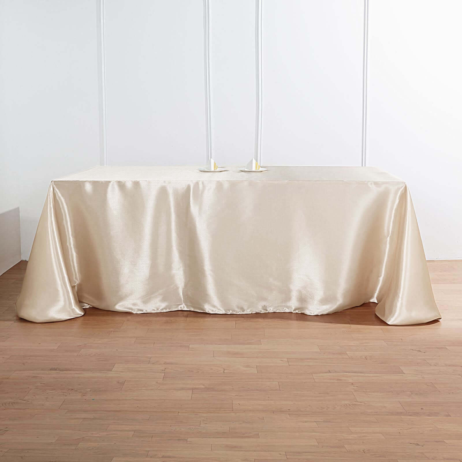 Beige Seamless Satin Tablecloth 90x132 - Ideal for Events