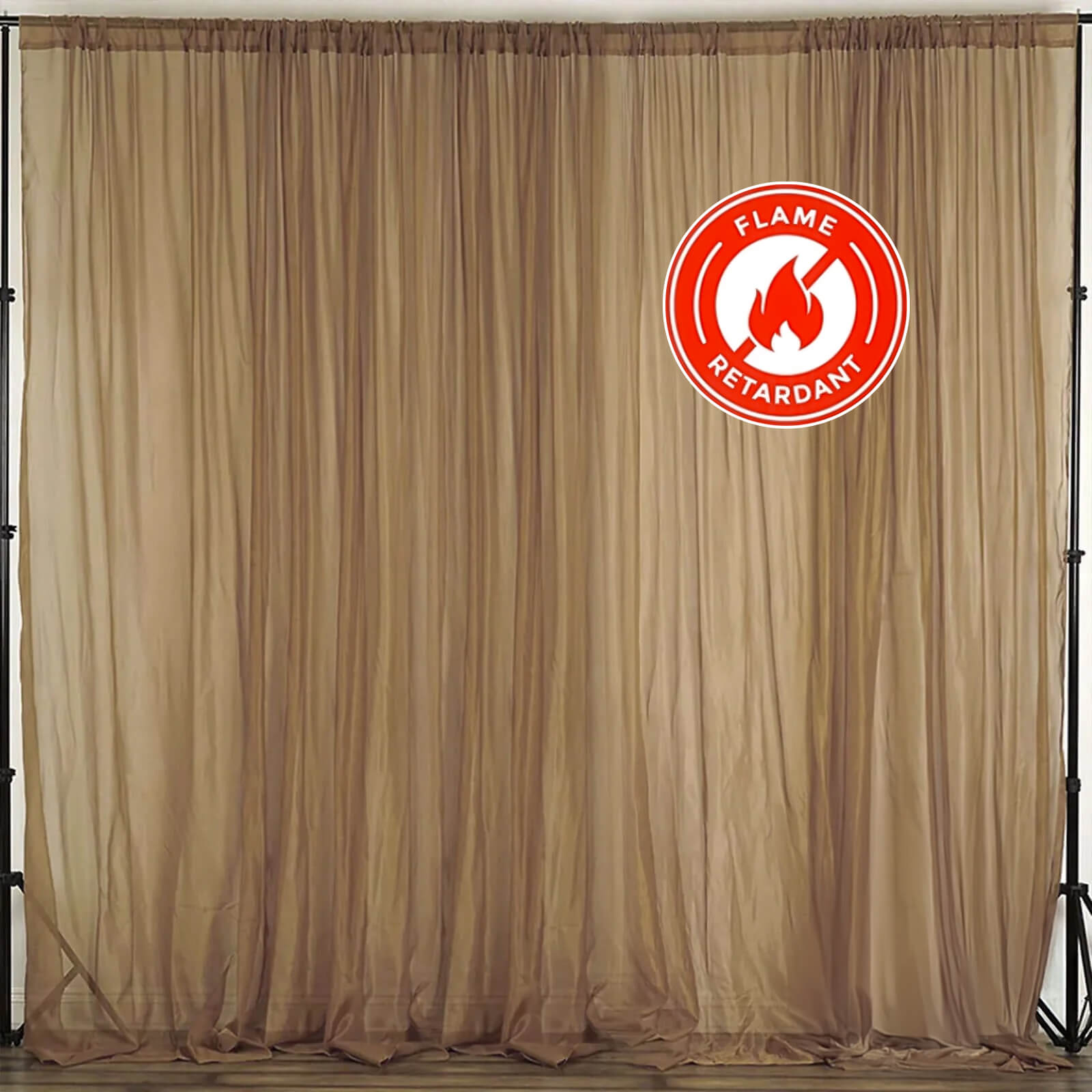 Hot Deal! 2-Pack Gold 10ftx10ft Flame-Resistant Chiffon Event Curtain Drapes with Rod Pockets
