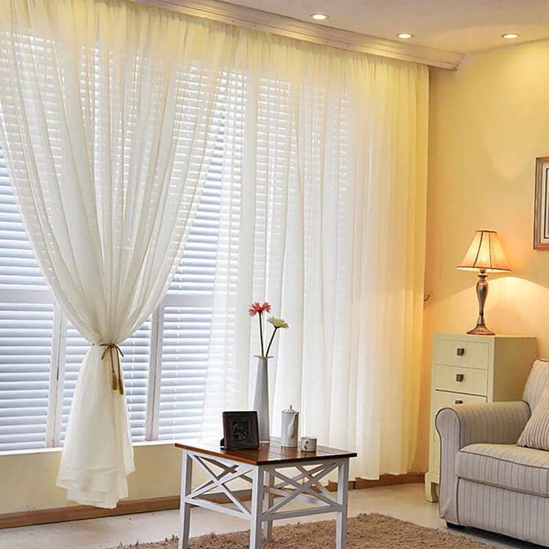 2-Pack Ivory Durable Flame-Resistant Chiffon Event Drapes, 10ftx10ft with Rod Pockets
