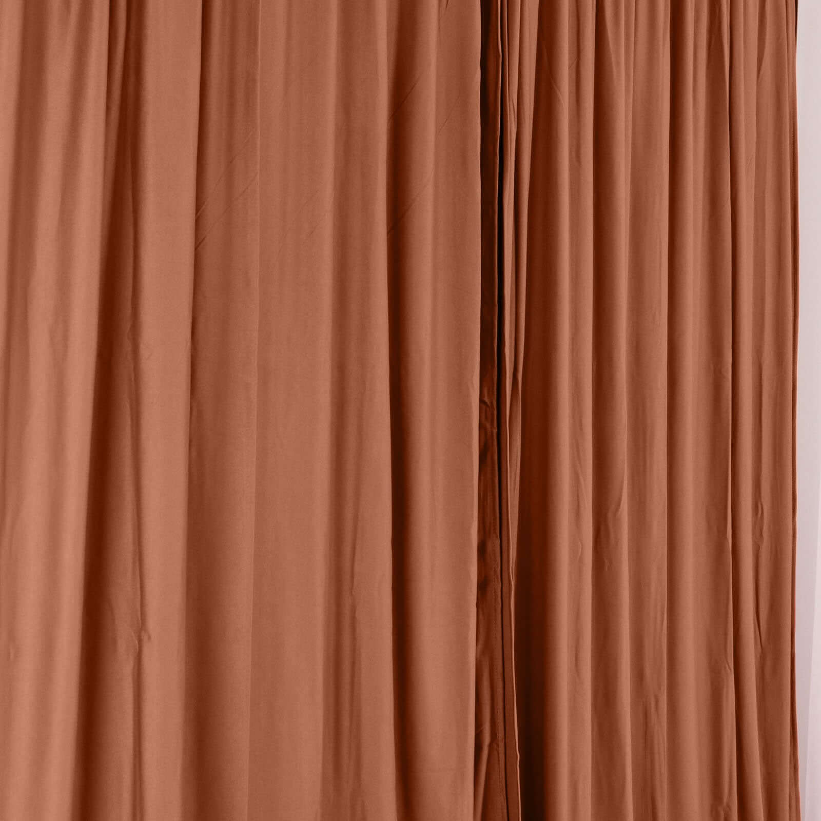 2-Pack Terracotta (Rust) Scuba Polyester Event Curtains - 10ftx10ft, Durable Flame Resistant, Wrinkle-Free