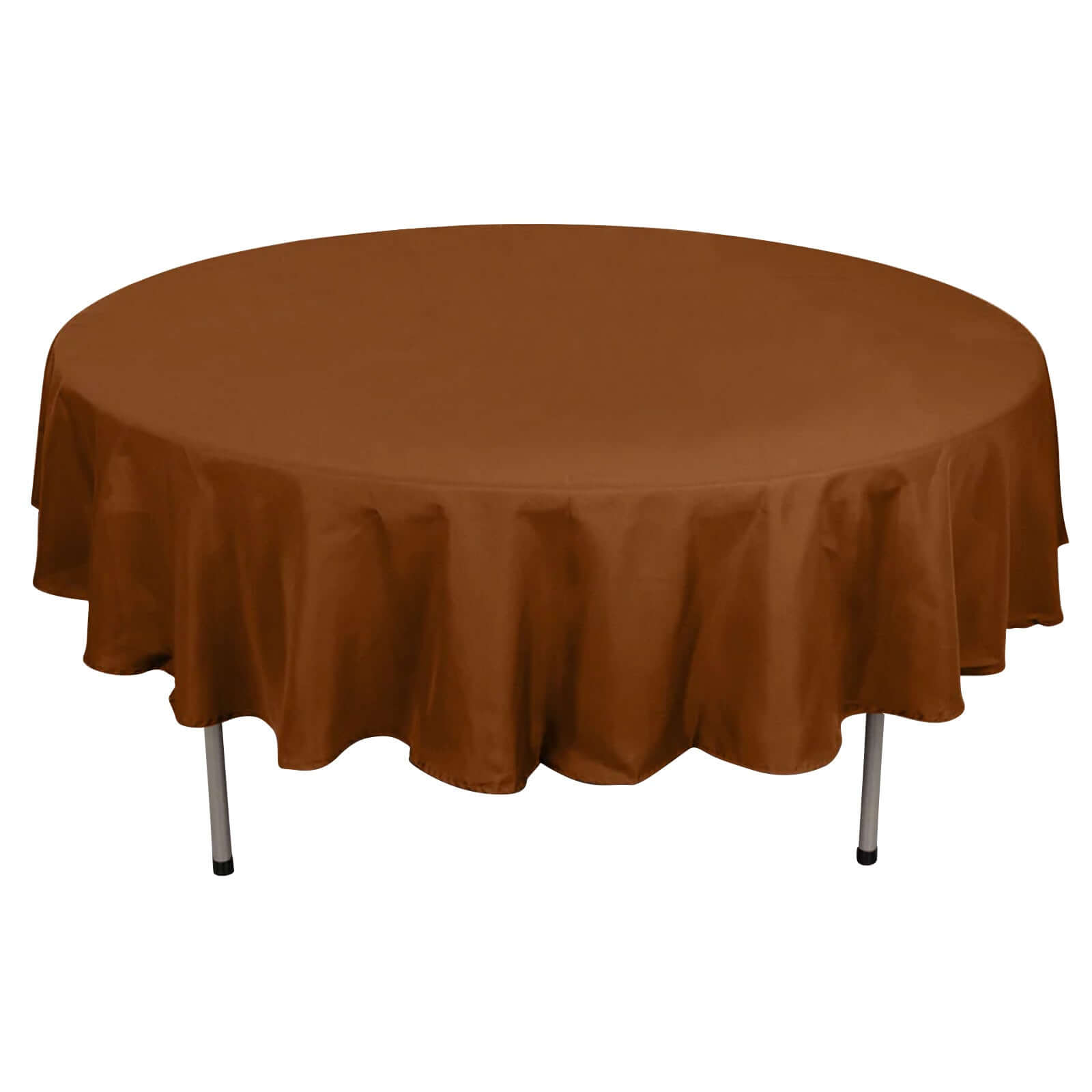 Discount! 90' Round Cinnamon Brown Polyester Tablecloth - Stain & Wrinkle Resistant