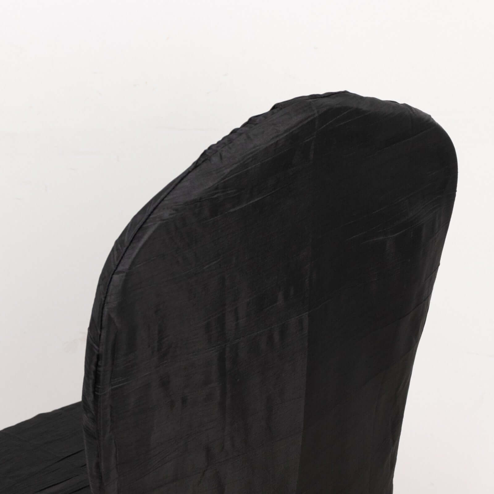 Premium Reusable Black Crinkle Crushed Taffeta Banquet Chair Cover