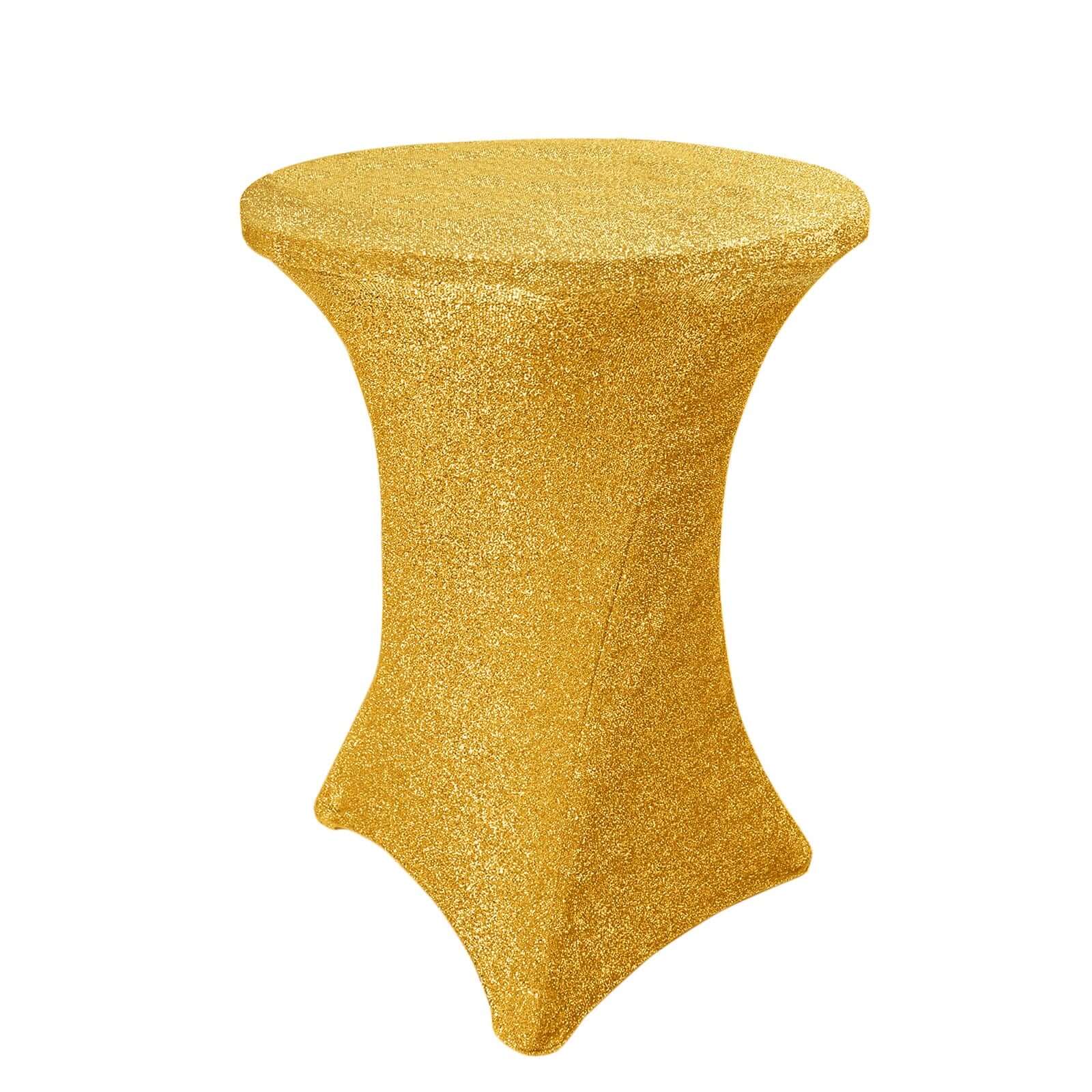 Gorgeous Gold Metallic Spandex Cocktail Table Cover - Perfect Stretch Fit for 24'-36' Tables