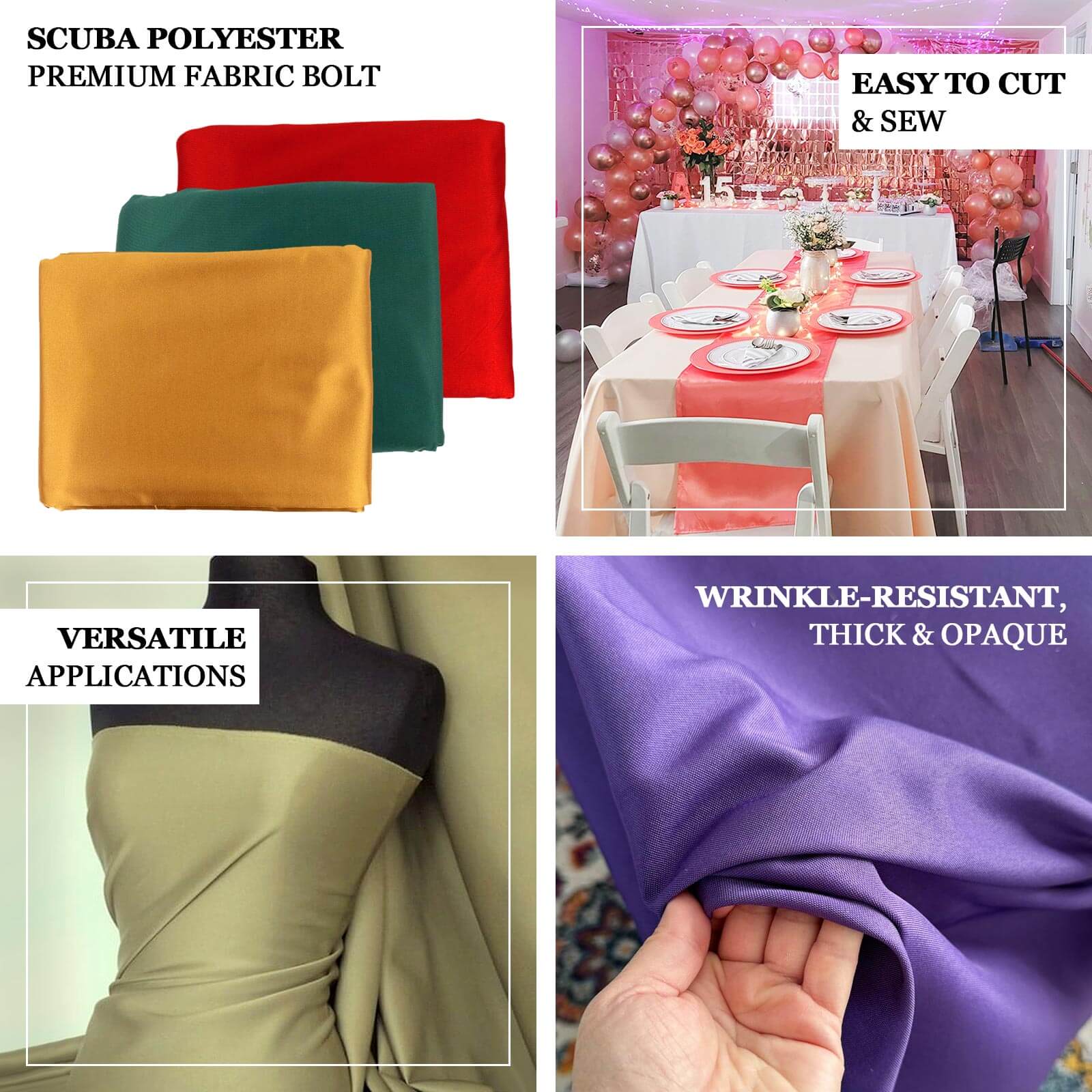 Exclusive Premium Purple Scuba Polyester Wrinkle-Free Fabric Roll - 60x10 Yards