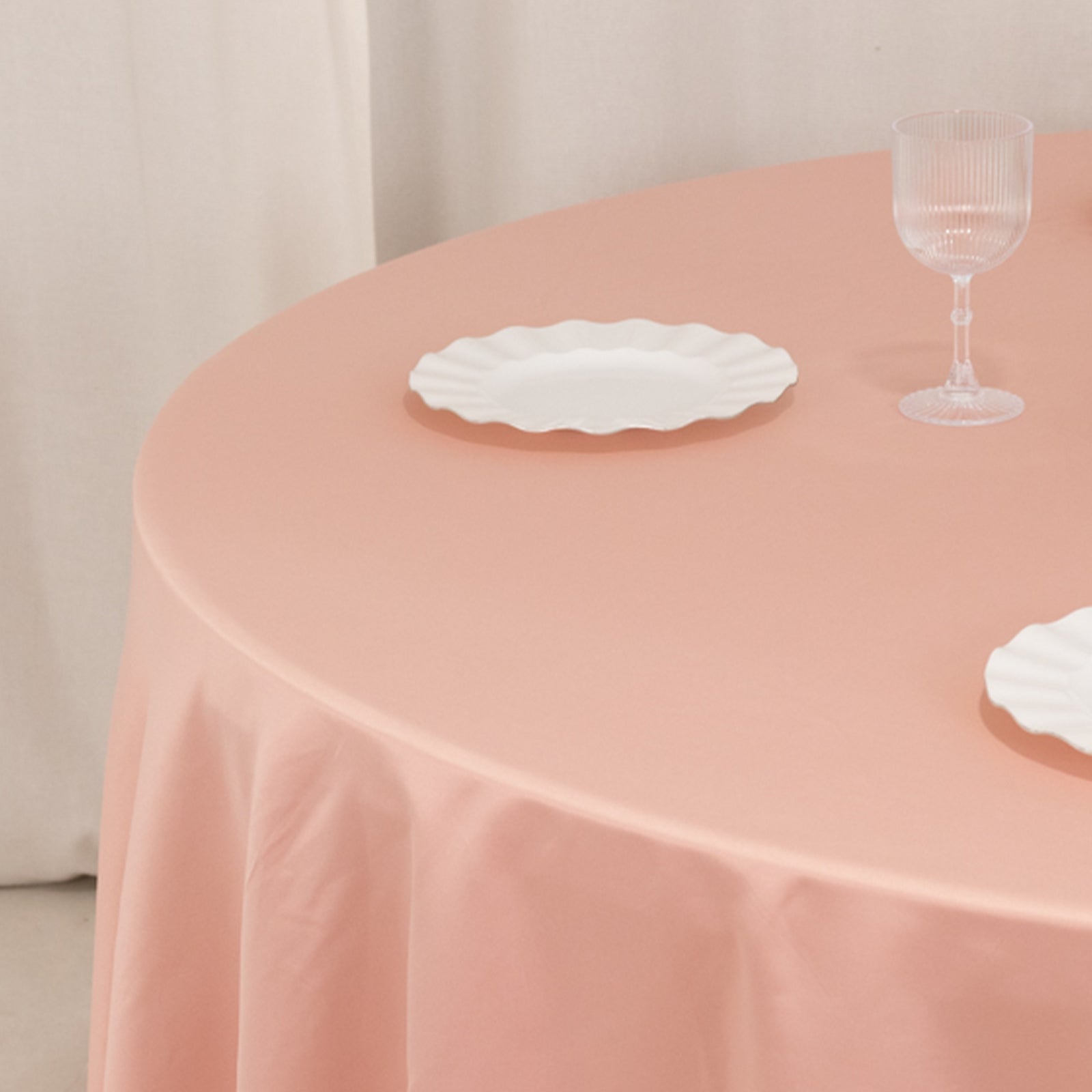 Durable Silk-Like Lamour Satin Round Tablecloth in Dusty Rose, 108 Inches - Ideal for Events