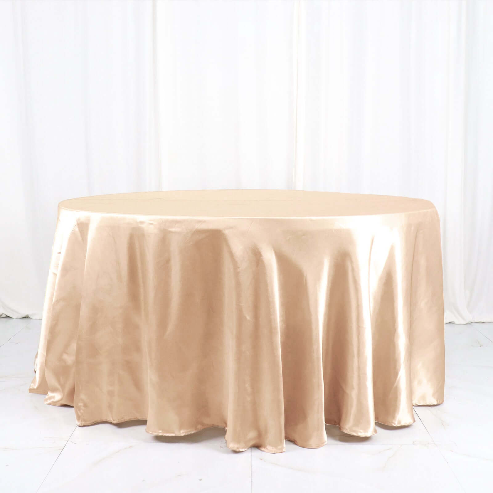Stylish Seamless Nude Satin 120 - inch Round Tablecloth