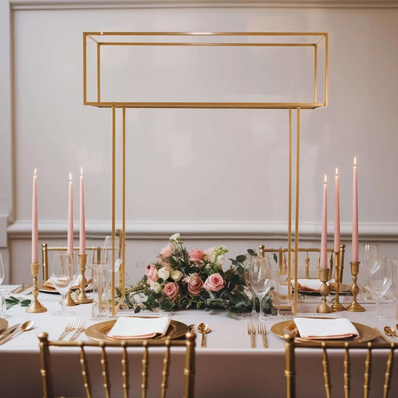 Heavy Duty Gold Metal Rectangular Tall Floral Display Rack - 48 Inches