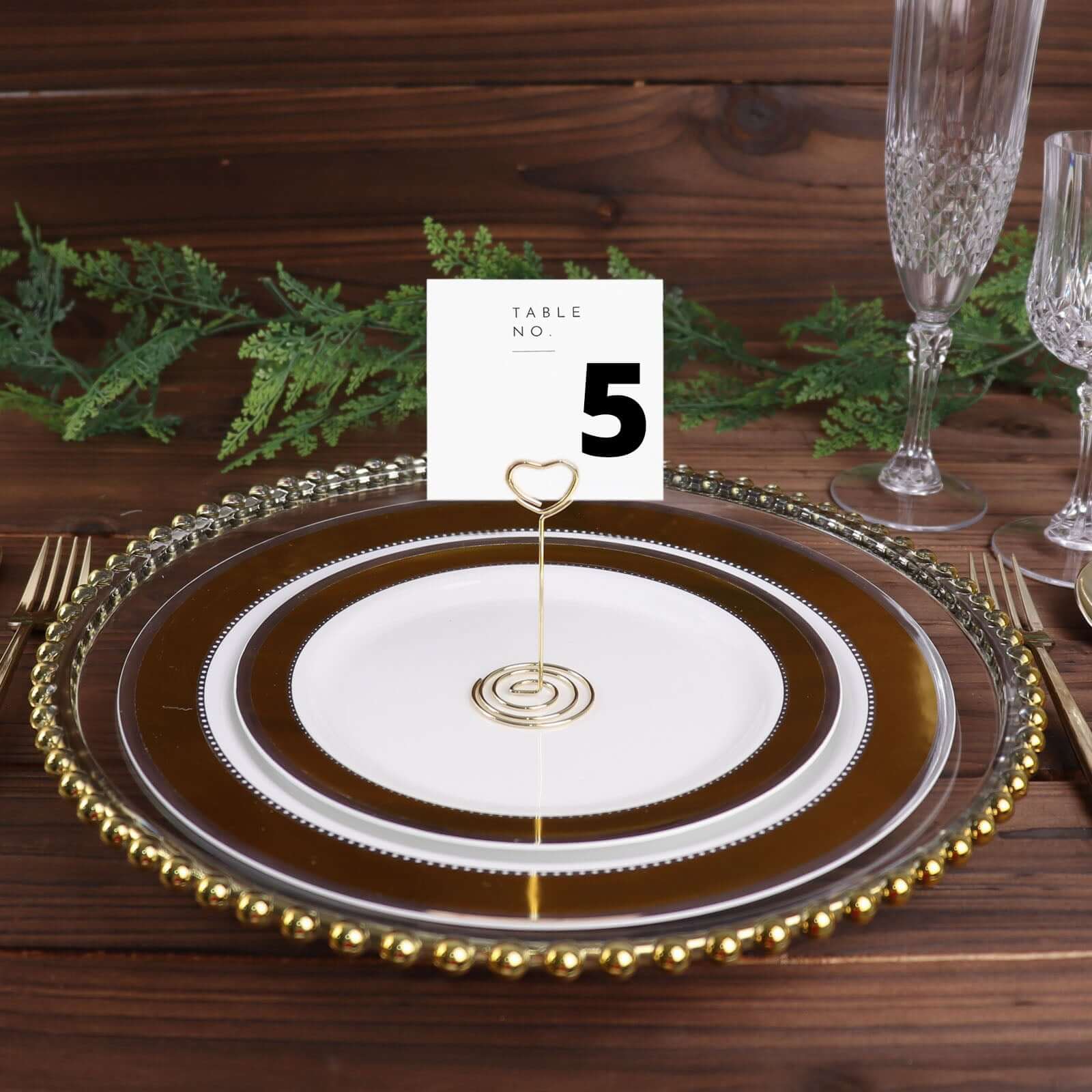 10-Pack Gold Metal Heart Design Card Holders - Ideal for Wedding Table Numbers and Menu Clips