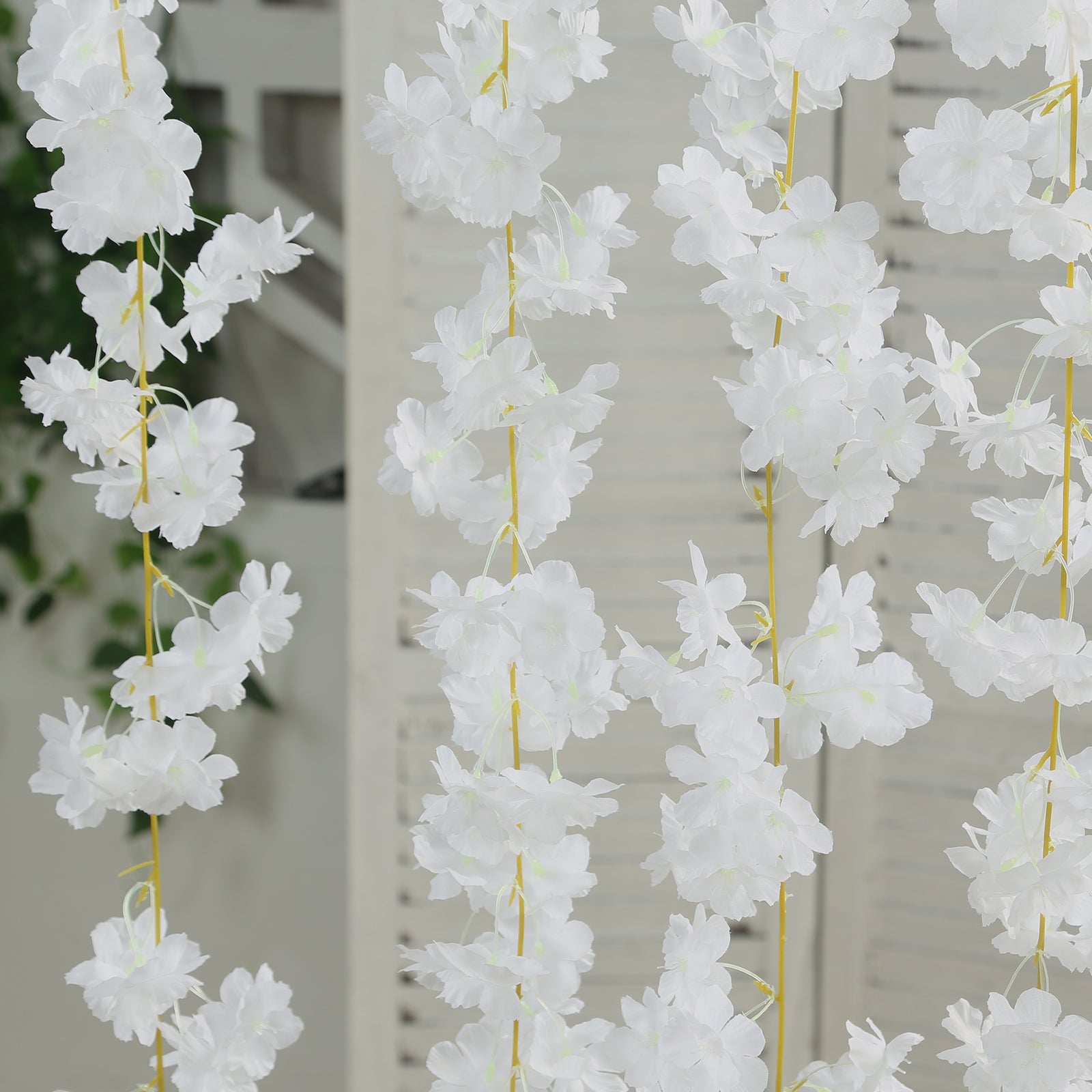 Hot Deal! 5-Piece Set of 6ft White Artificial Cherry Blossom Silk Floral Hanging Vines