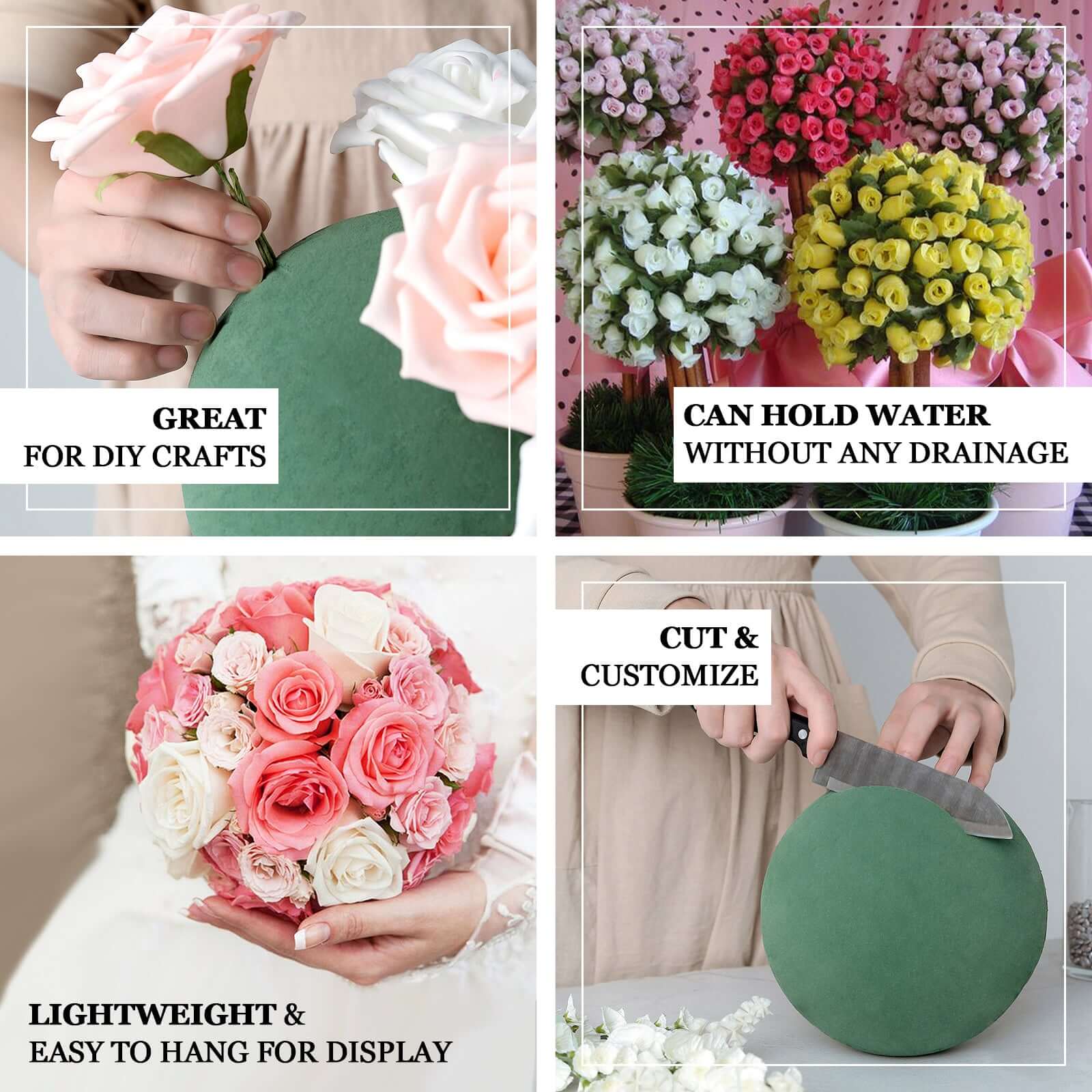 Hot Sale! 3-Pack 6-Inch Green DIY Floral Craft Foam Balls for Flower Arrangements