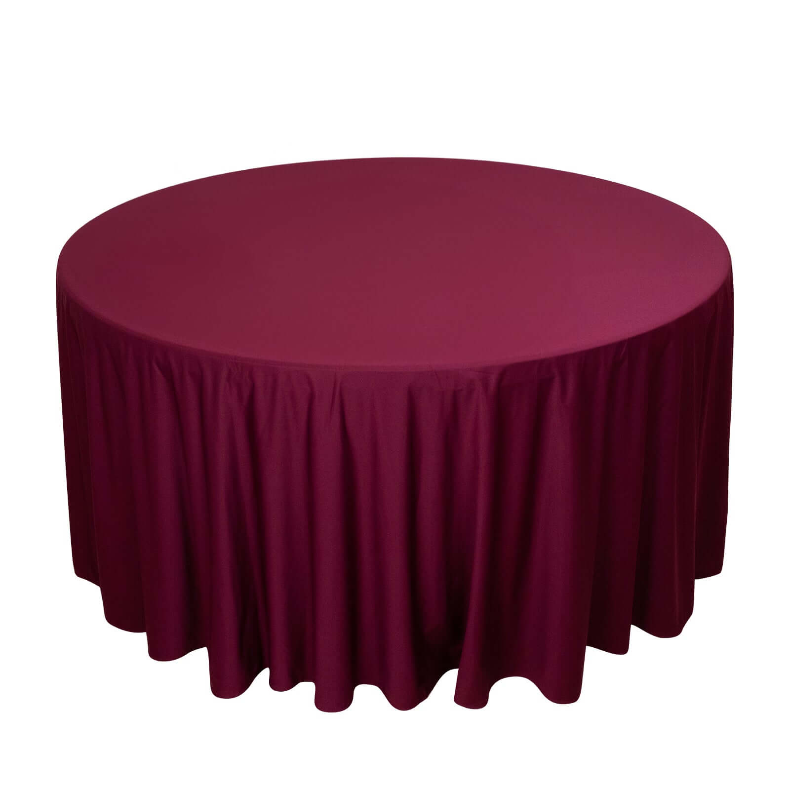 Premium Seamless Burgundy 120' Round Scuba Tablecloth - Wrinkle & Stain Resistant