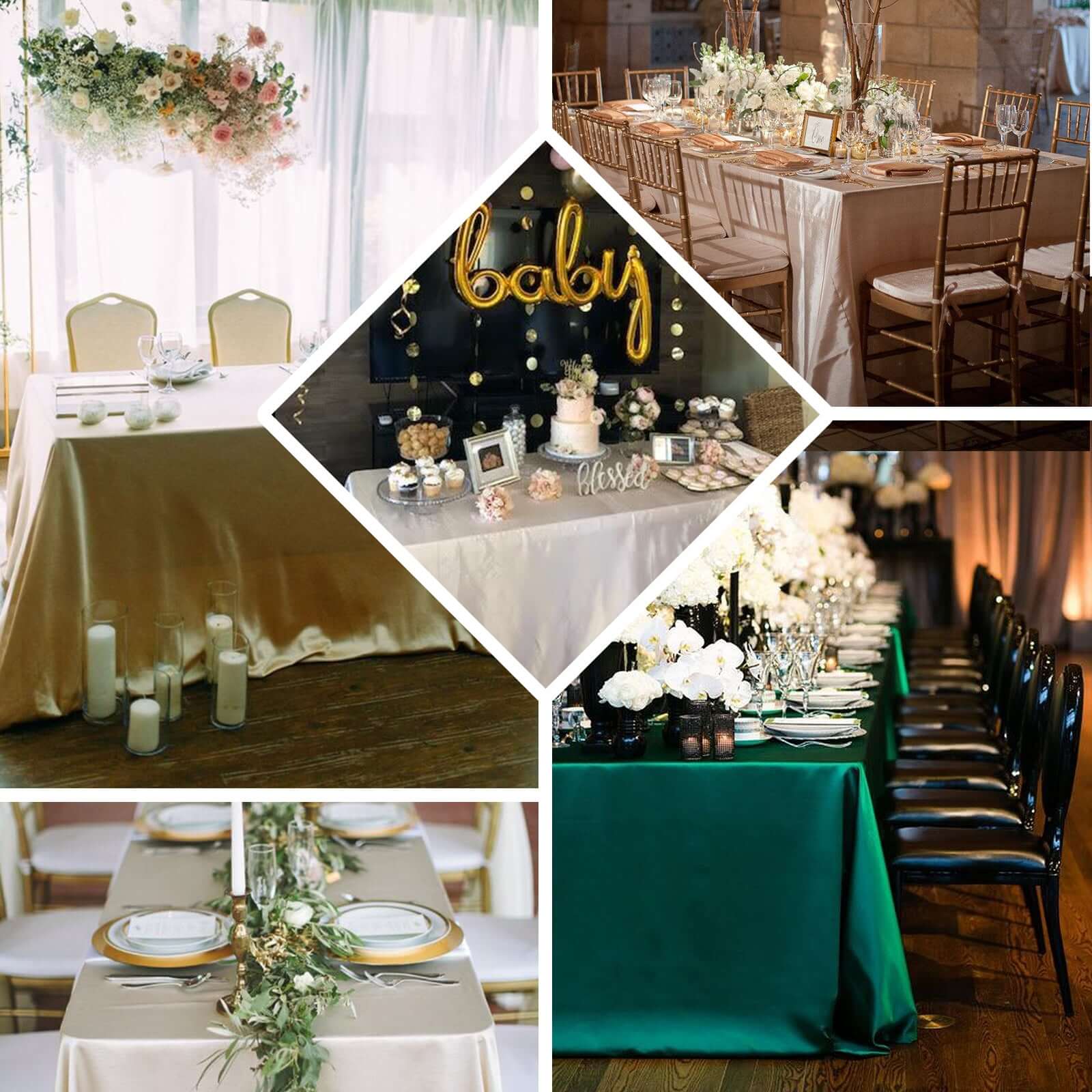 Ivory Seamless Satin Rectangular 90x156 Tablecloth for Various Events