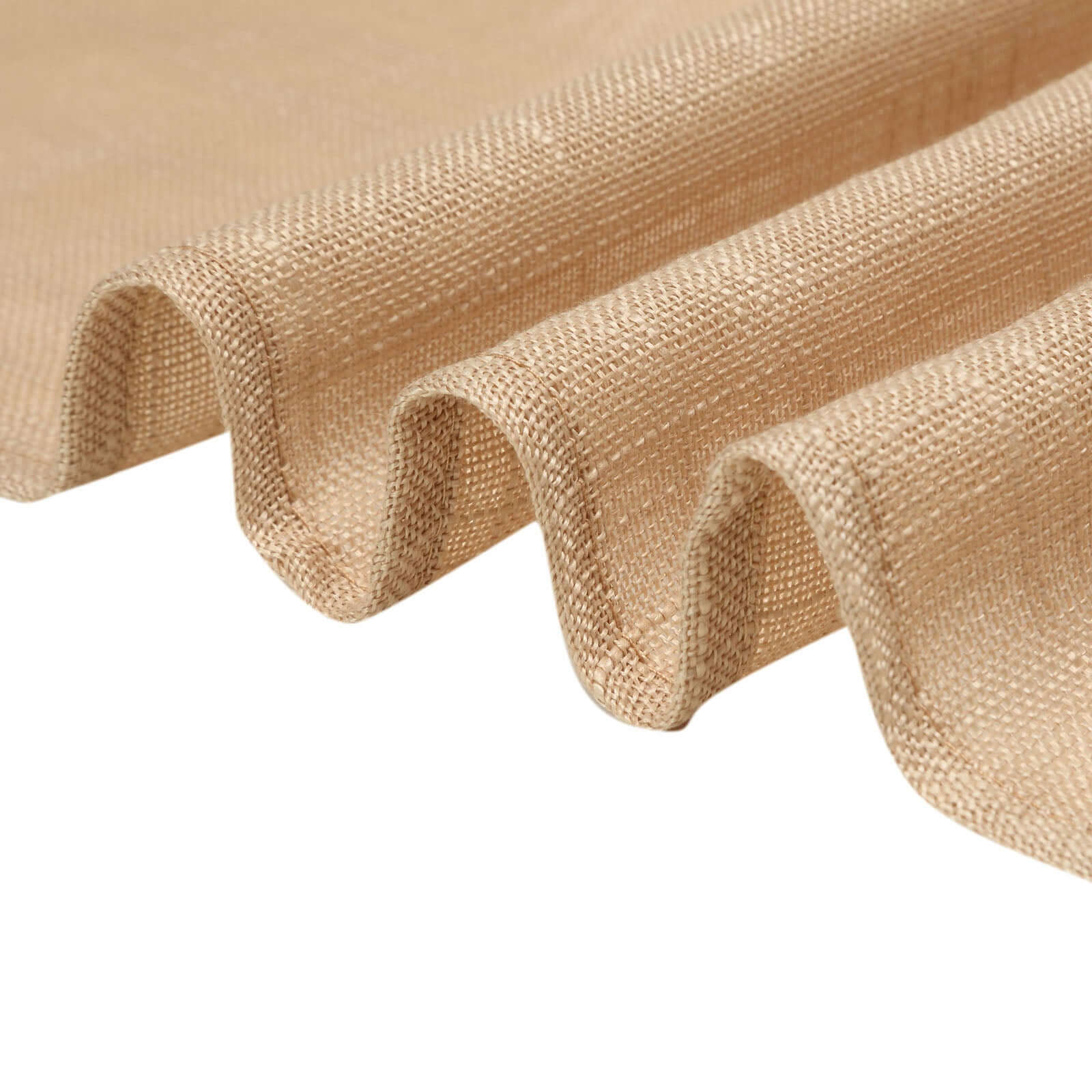 Premium Faux Linen 120" Round Wrinkle-Resistant Tablecloth - Natural