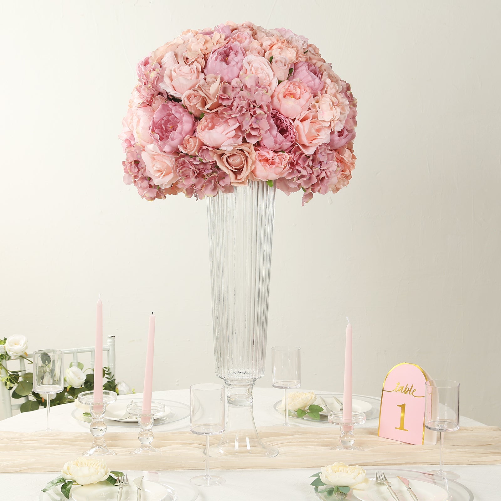 Hot Sale! Large Blush Artificial Silk Rose Flower Balls for Wedding Centerpieces and Table Decor