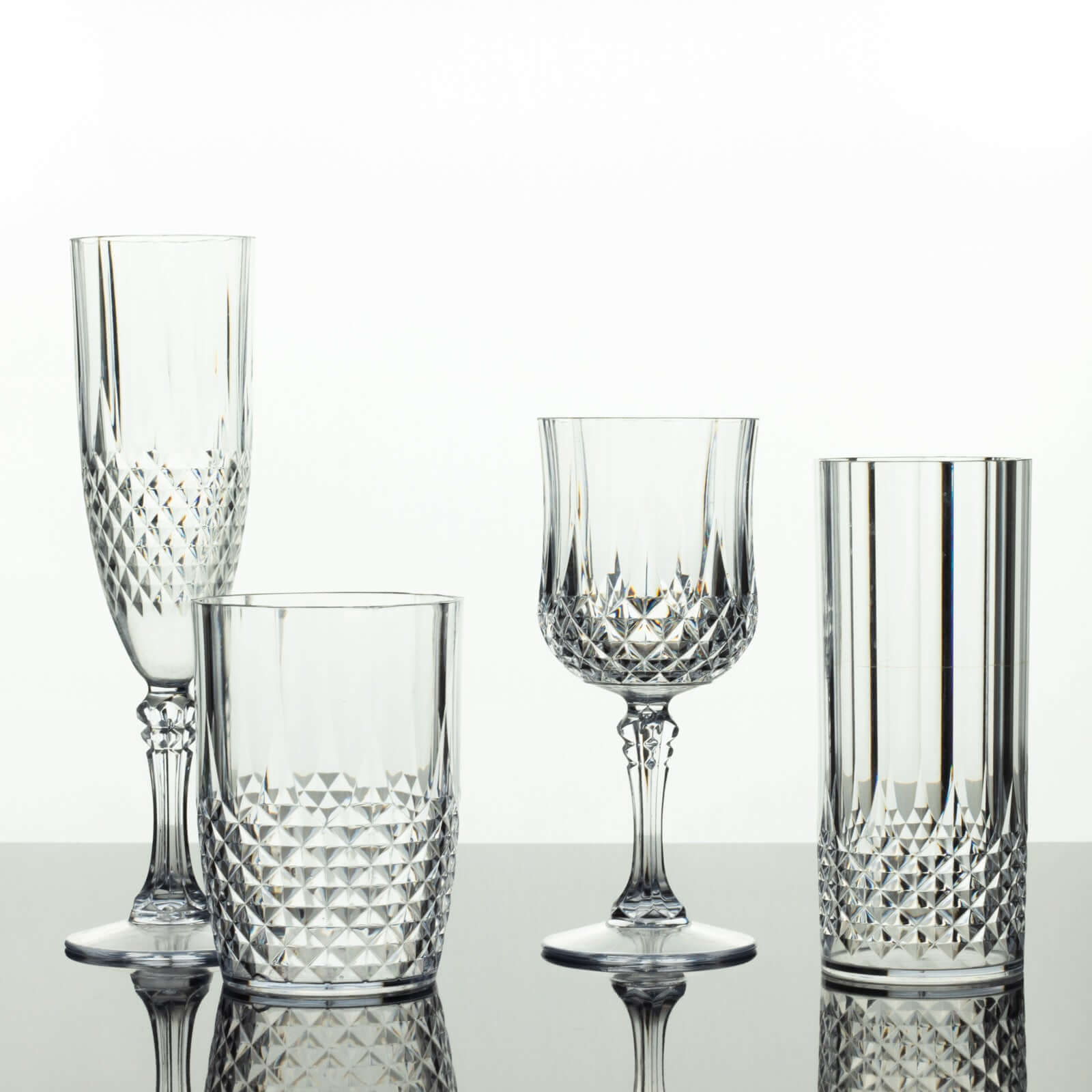6-Pack 16oz Reusable Clear Plastic Tumblers with Crystal Cut Style - Ideal for All Occasions