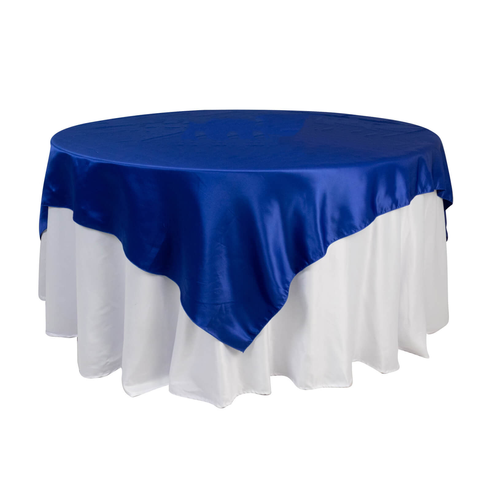Royal Blue Lamour Satin 72x72 Square Table Overlay - High - Quality Smooth Finish Table Topper
