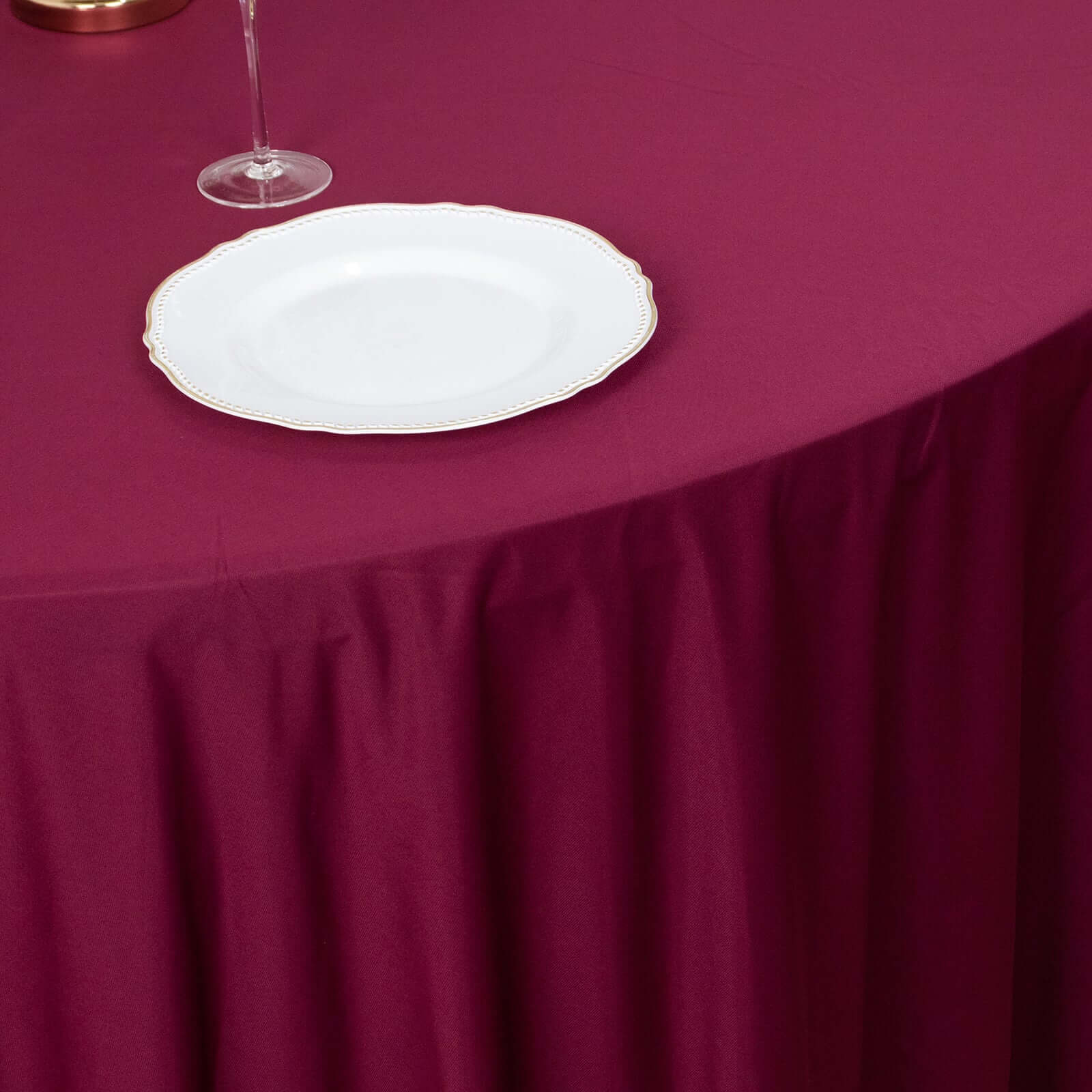Premium Seamless Burgundy 120' Round Scuba Tablecloth - Wrinkle & Stain Resistant