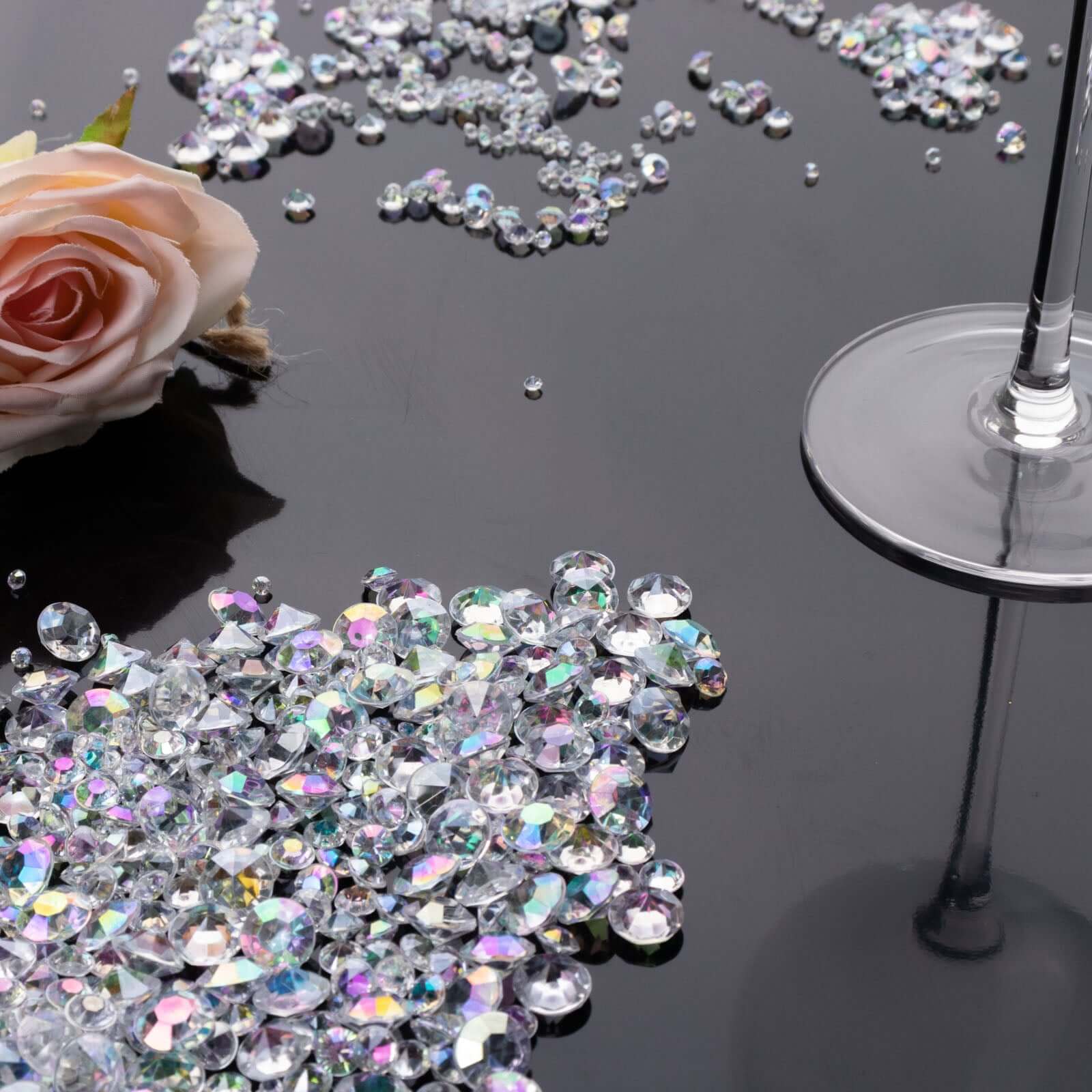 Get 4000 Pcs Iridescent Acrylic Diamond Beads - Ideal for Wedding Decor & DIY, 3mm, 6mm, 10mm Sizes