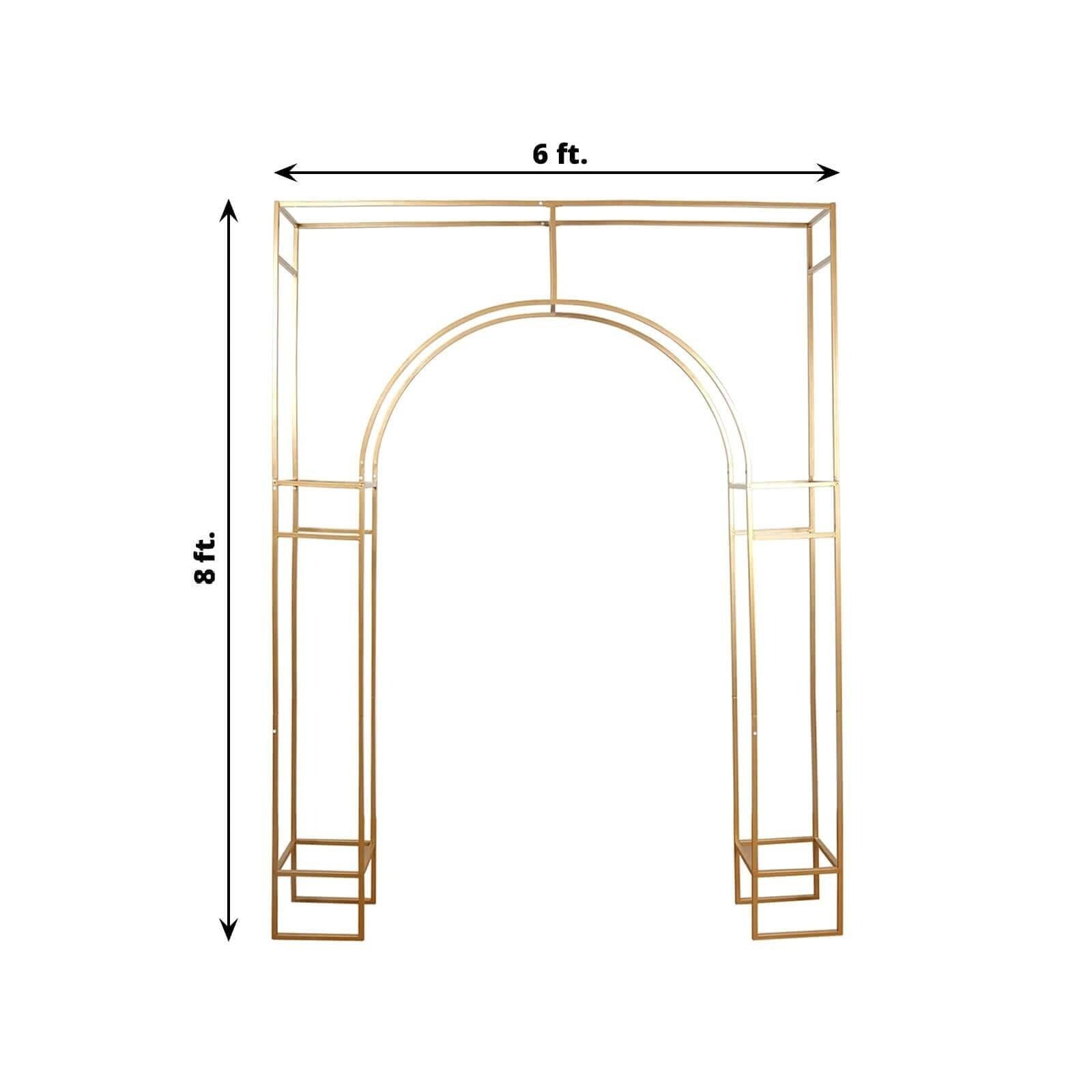 8ft Heavy Duty Gold Metal Wedding Arch in Arc de Triomphe Style - Perfect for Events