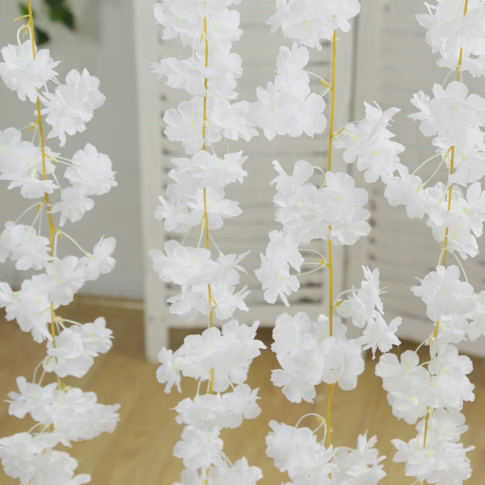 Hot Deal! 5-Piece Set of 6ft White Artificial Cherry Blossom Silk Floral Hanging Vines