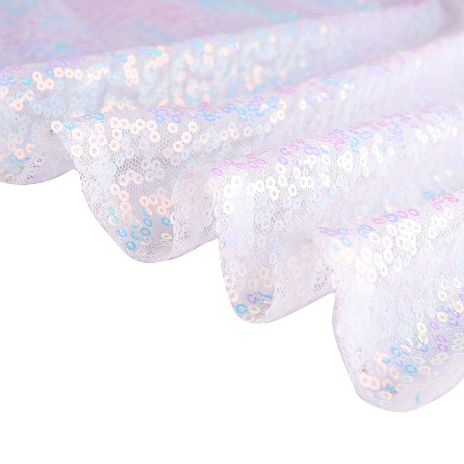 Hot! 120" Iridescent Blue Sequin Round Tablecloth - Seamless Glitter Cover