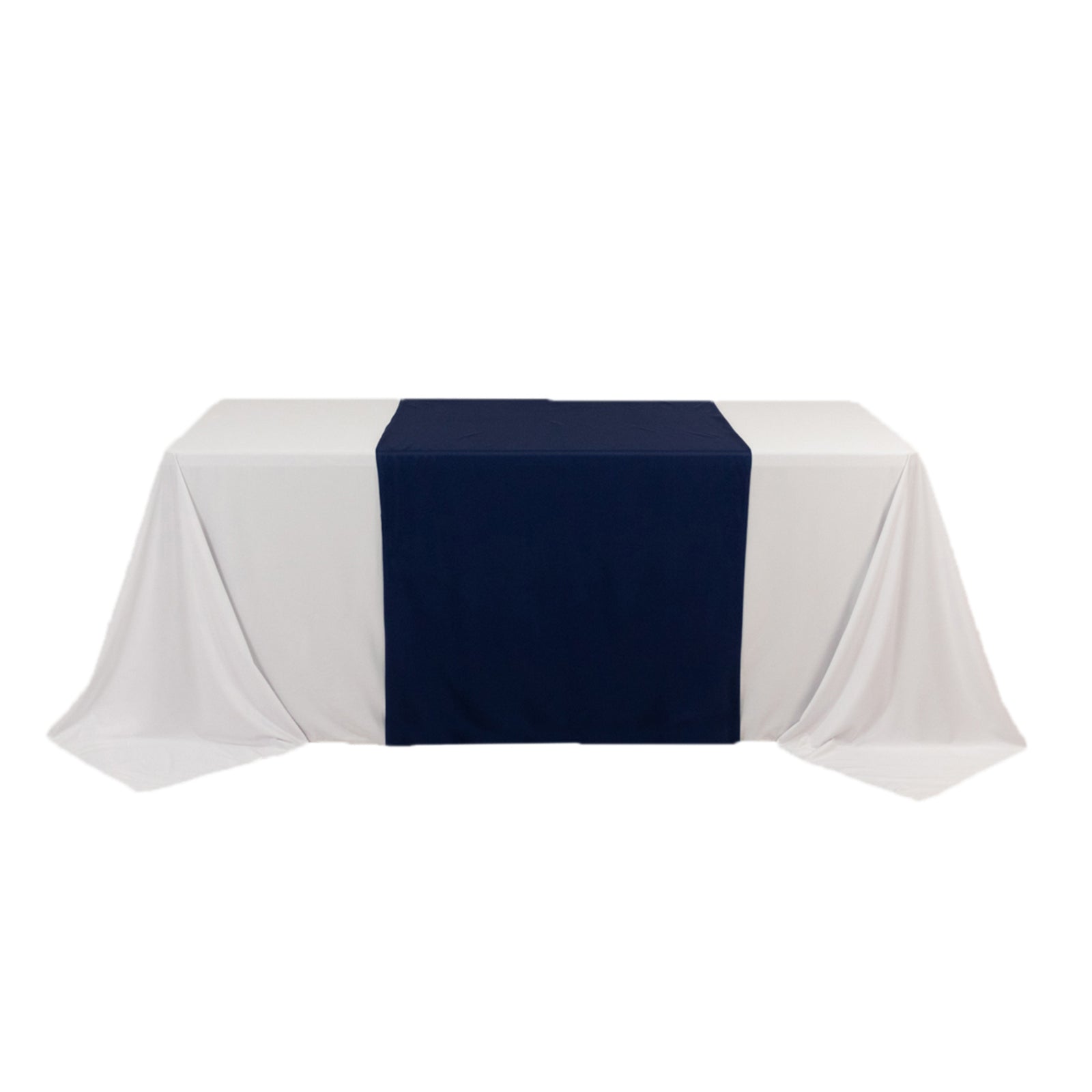 Navy Blue Wrinkle-Free Premium Scuba Polyester 36x72 Table Runner for Trade Shows