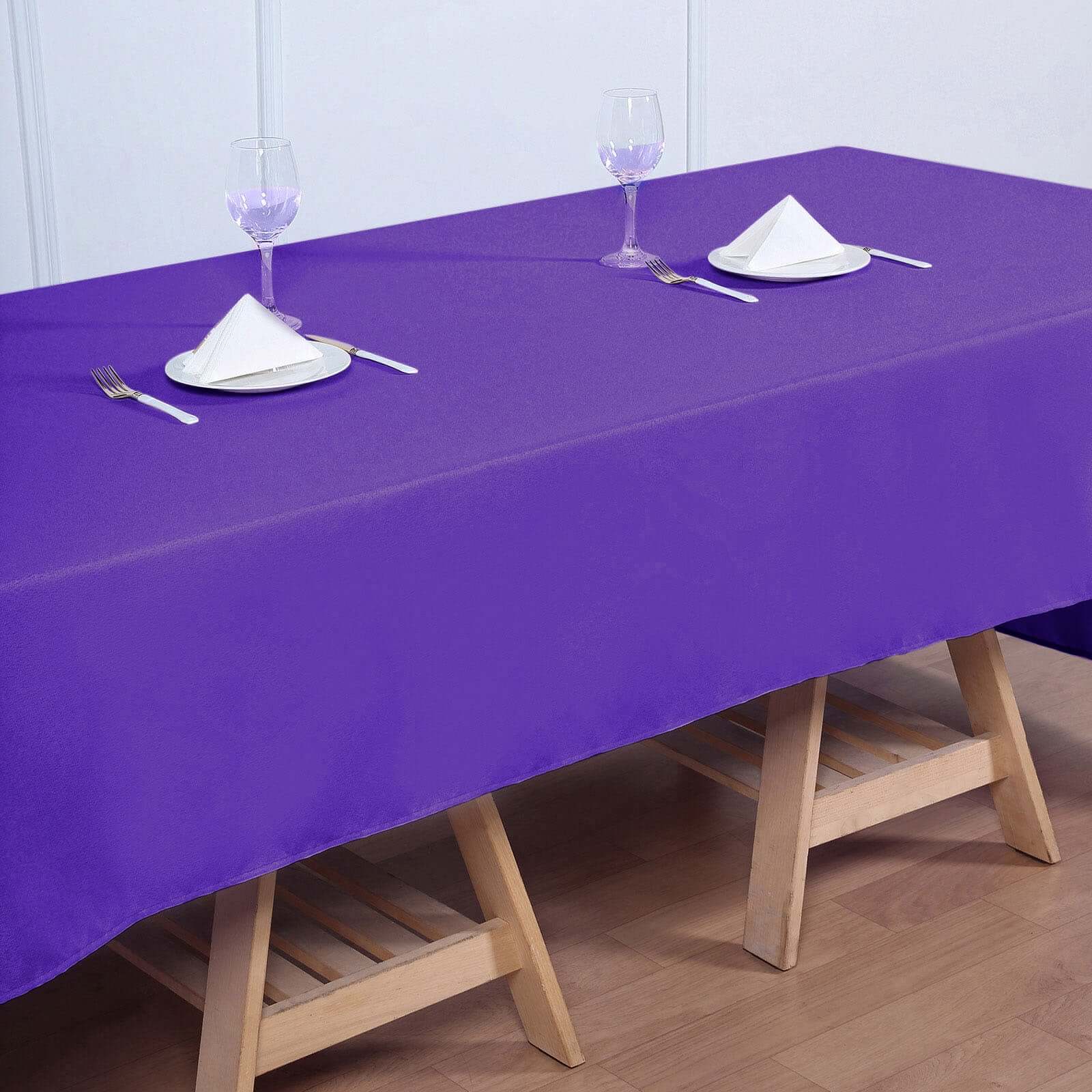 Wrinkle-Resistant Purple Polyester Rectangle Tablecloth 60x126 - Great for Events!