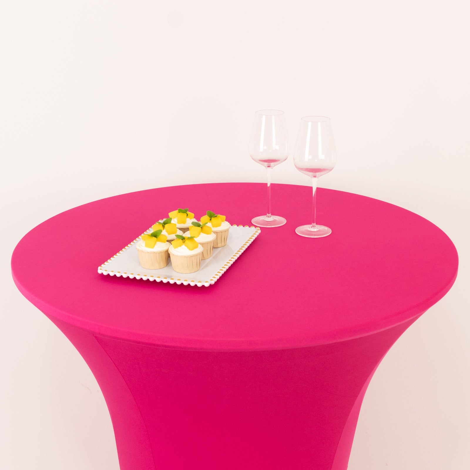 Fuchsia Spandex Stretch Fitted Cocktail Table Cover for 33 - 36 Round Tables - Easy Maintenance