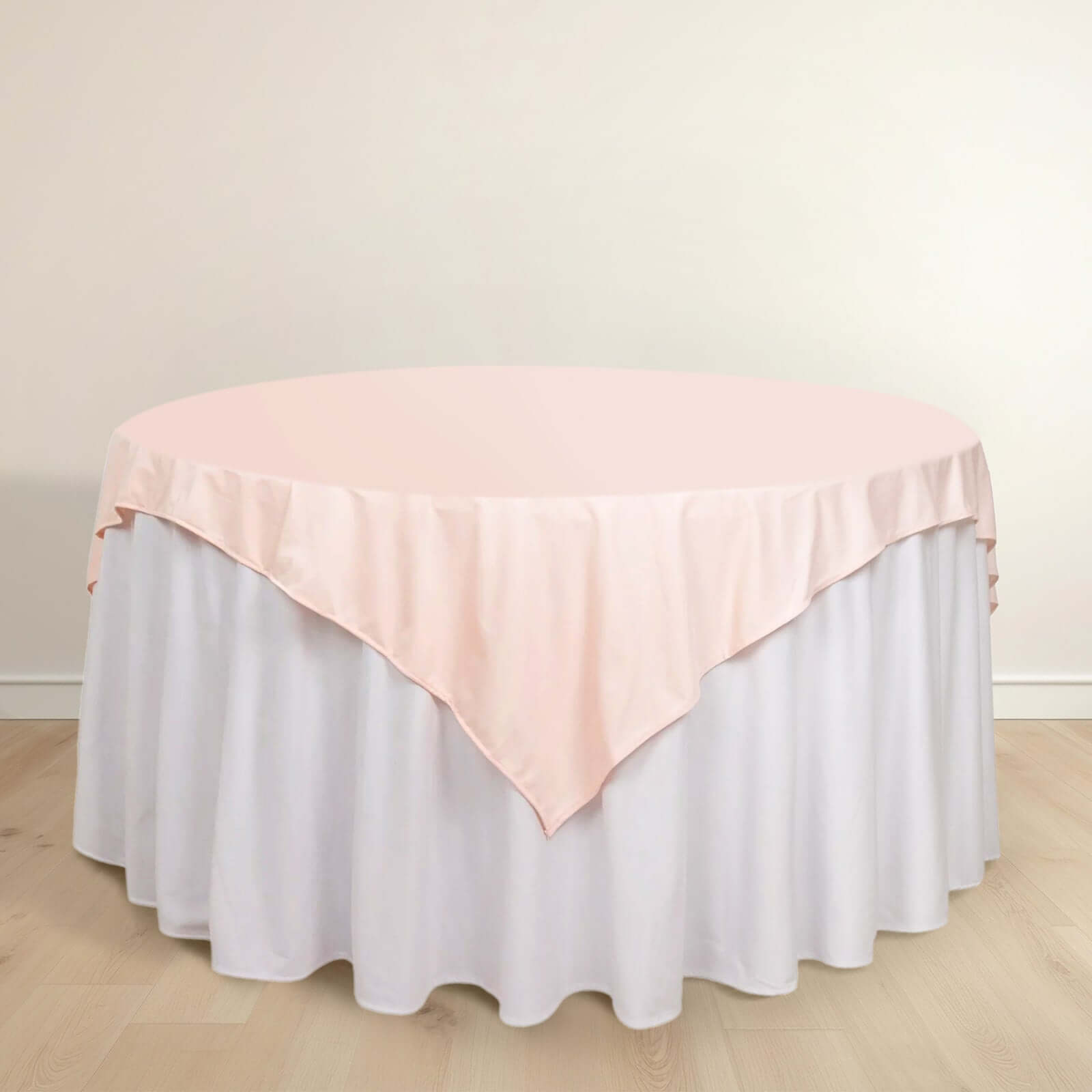 Hot! Premium Wrinkle & Stain-Free Blush Scuba 70x70 Square Table Overlay