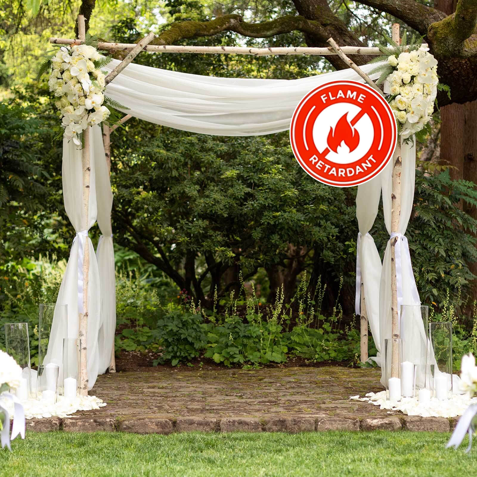 5ft x 14ft Ivory Premium Chiffon Curtain Panel - Durable Flame Resistant, Ideal for Events