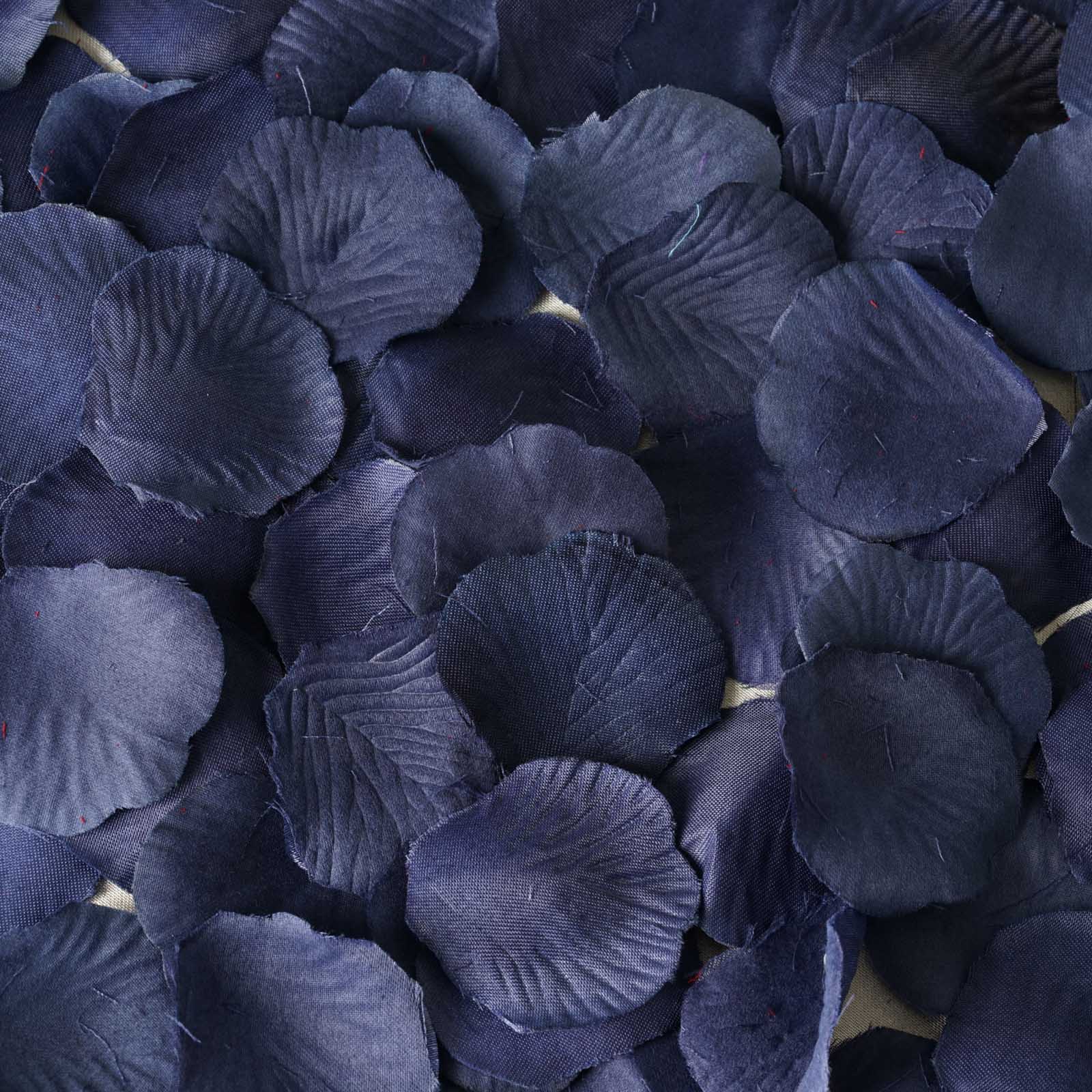 Navy Blue Silk Rose Petal Confetti - 500 Pack for Table and Floor Decor