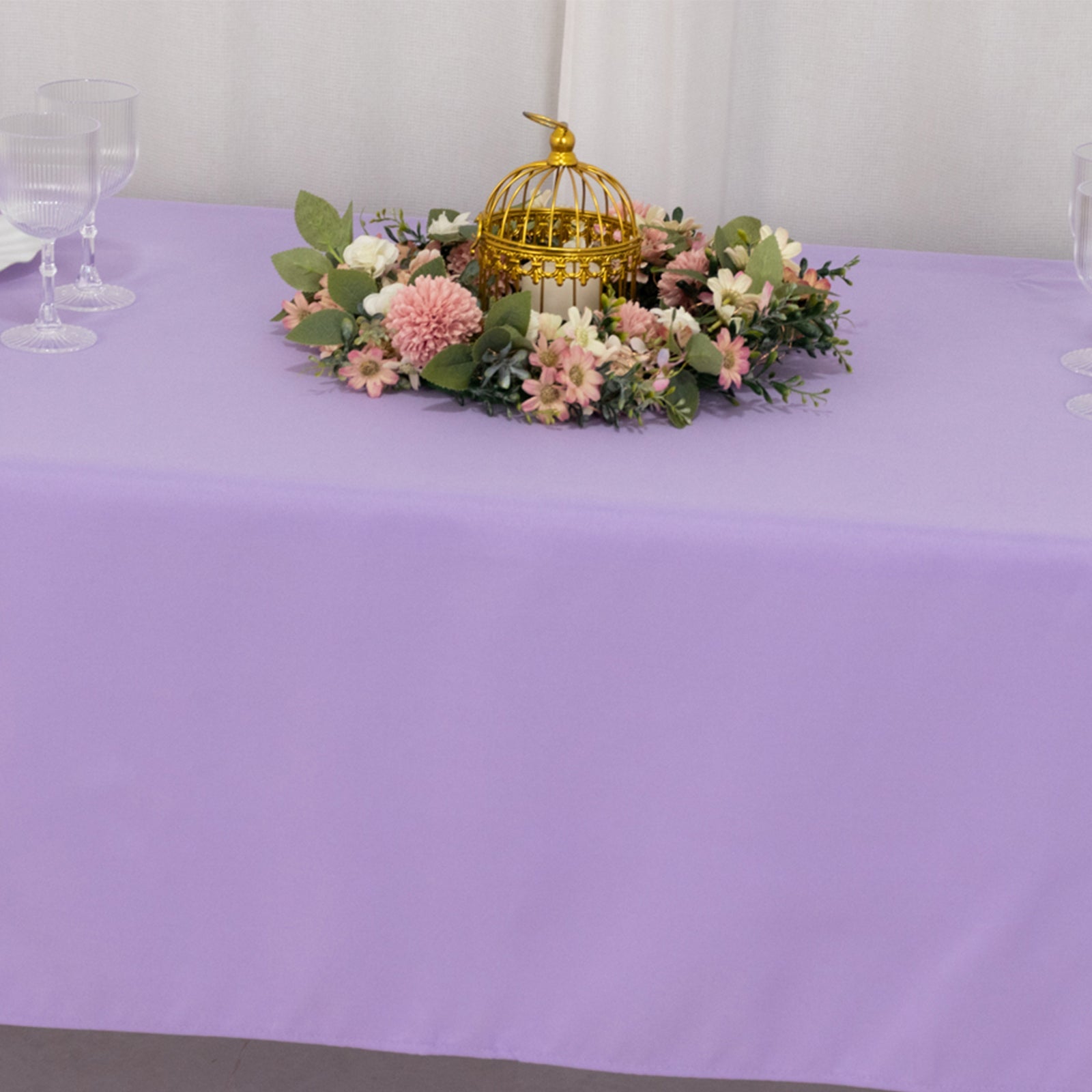 Hot Sale! Durable 220GSM Wrinkle-Resistant Lavender Lilac Premium Polyester Rectangle Tablecloth 60x102