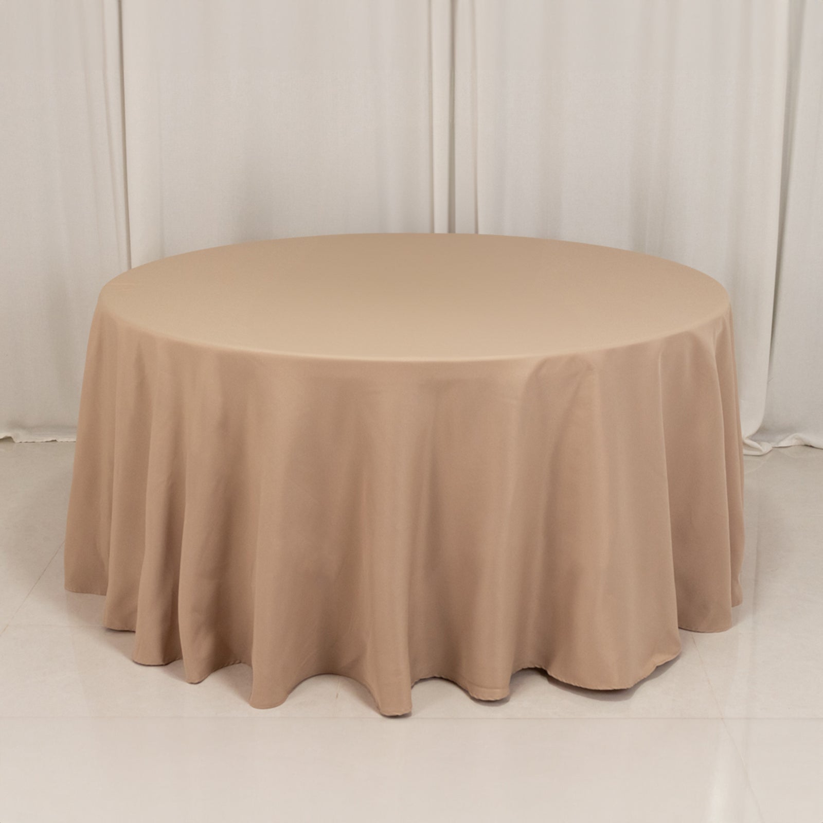 Exclusive 120' Dia. Nude Premium Polyester Round Tablecloth - 220GSM Seamless & Wrinkle-Resistant
