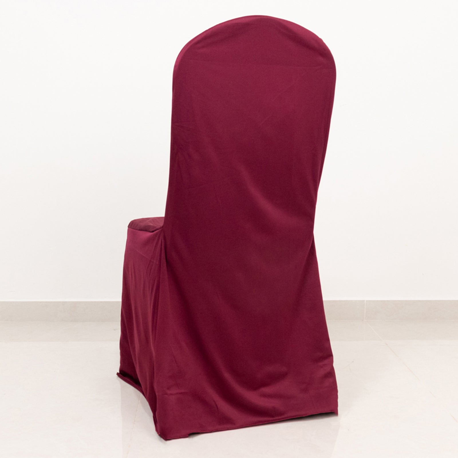 Hot! Burgundy Scuba Stretch Slim - Fit Chair Cover for Banquets, Wrinkle - Free & Durable