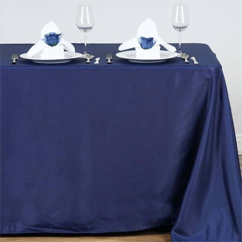 Navy Blue 54x96 Polyester Rectangle Tablecloth - Wrinkle-Free & Easy Care
