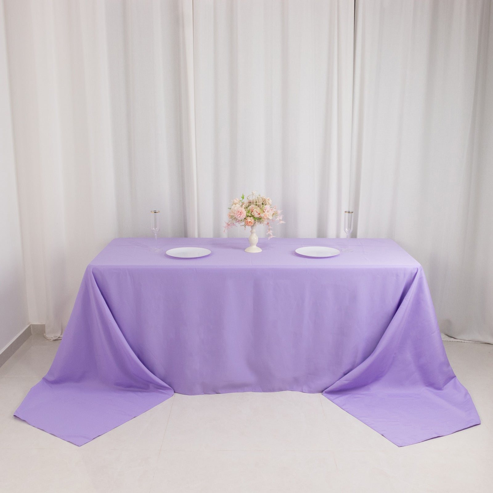 Seamless 220GSM Stain-Resistant Lavender Lilac Premium Polyester Rectangle Tablecloth 90x156