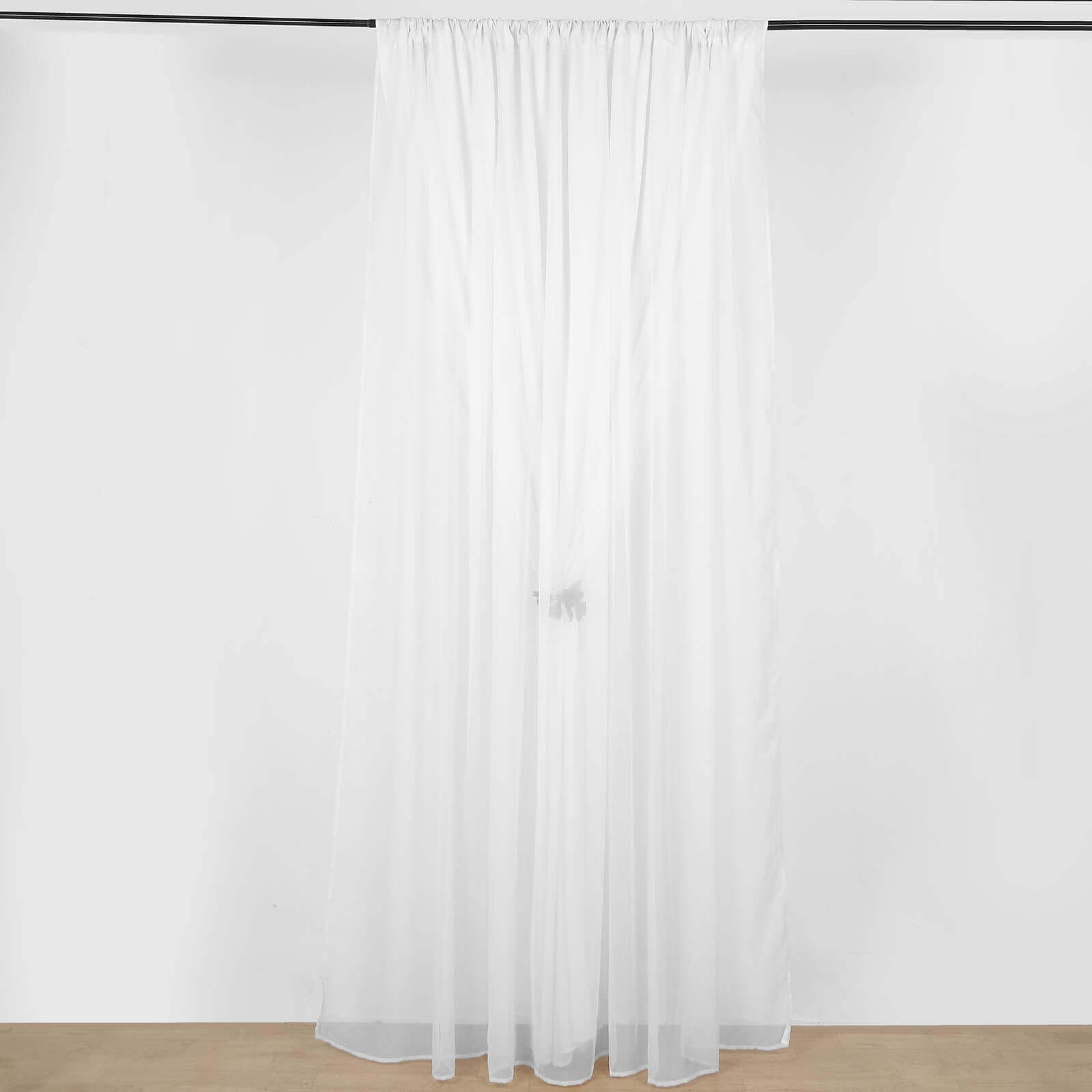 Sale! 10ftx10ft Dual - Layer White Polyester & Chiffon Event Curtain Drapes with Rod Pockets