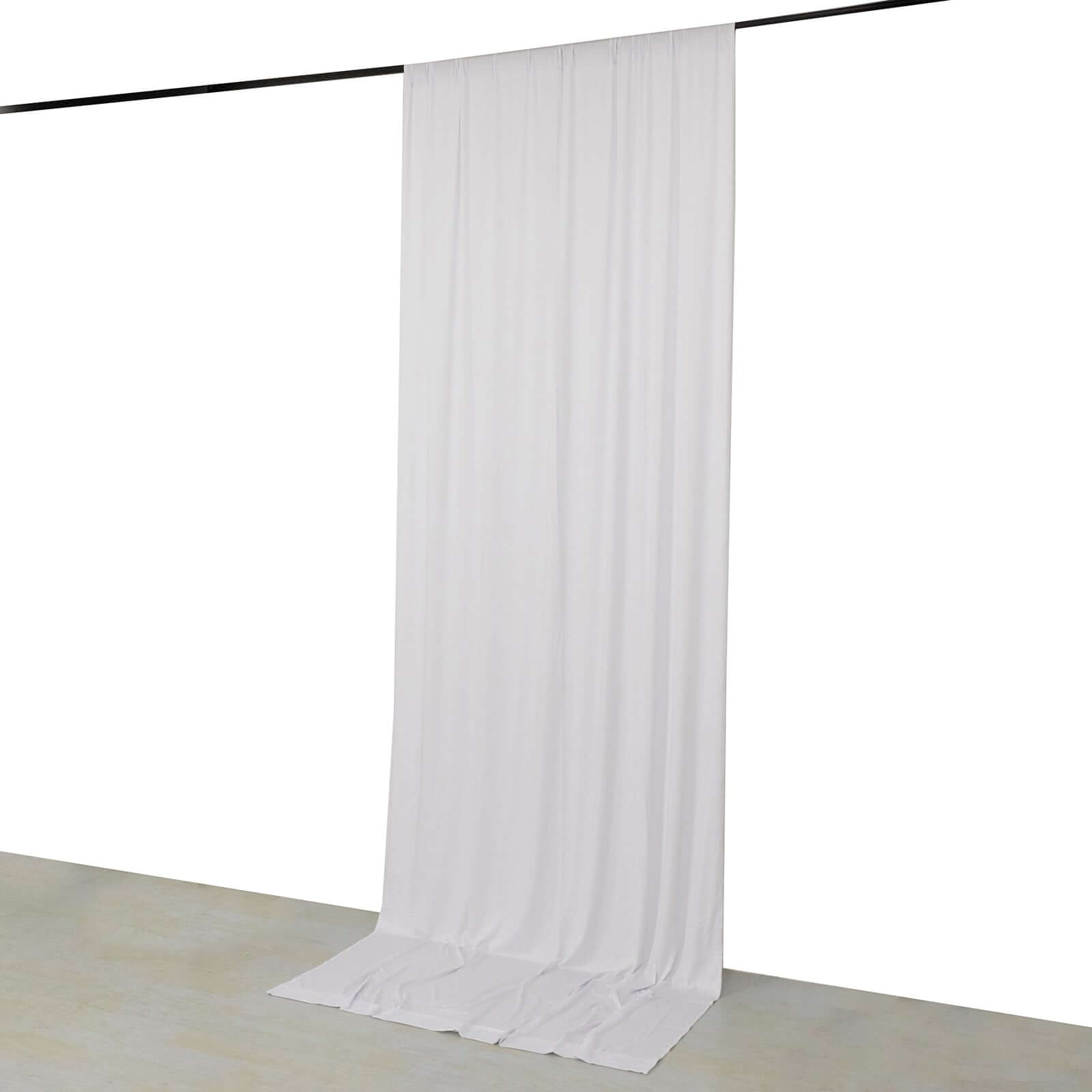 Hot Sale! 5ftx12ft White Wrinkle-Free 4-Way Stretch Spandex Event Backdrop Curtains with Rod Pockets