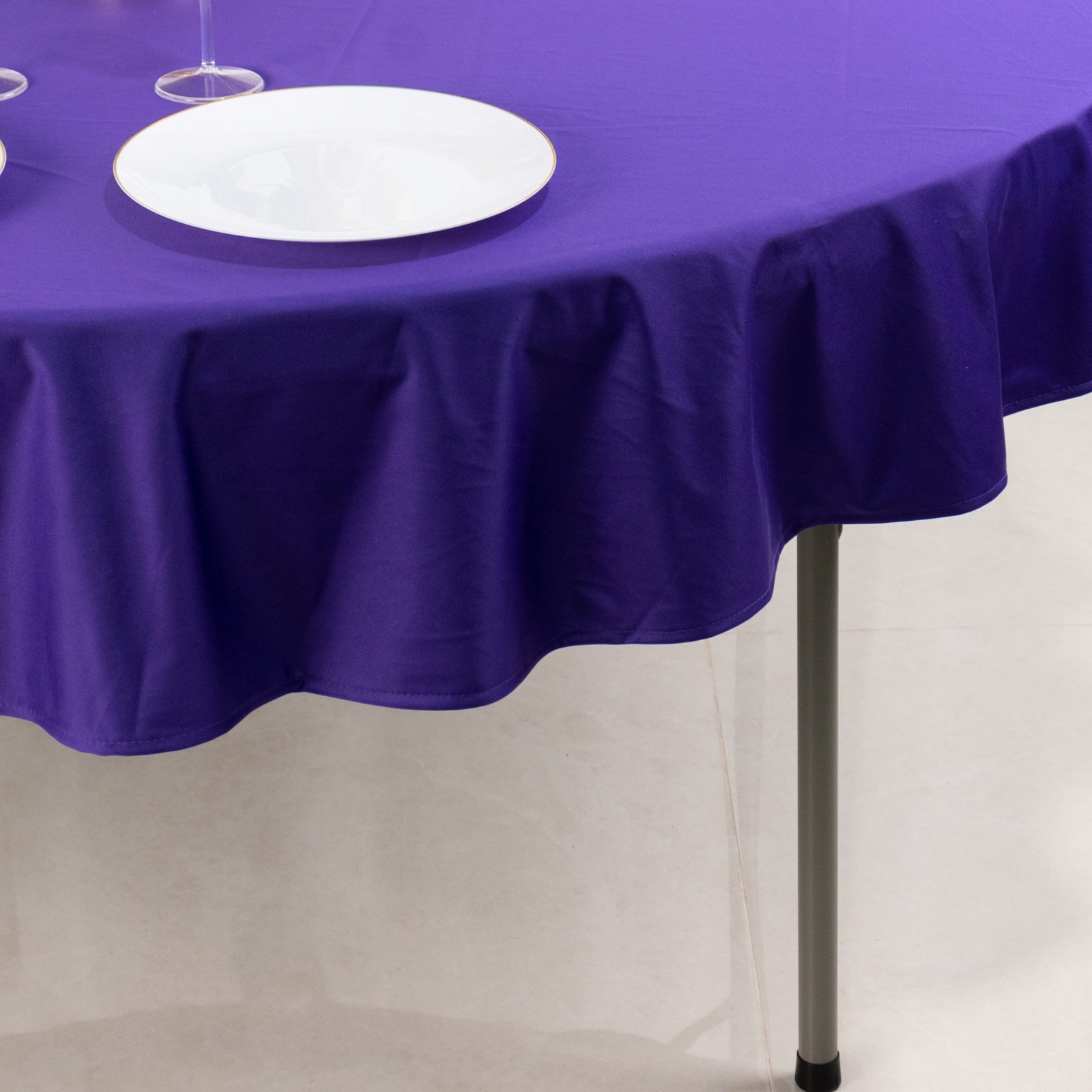 Premium Purple 70-Inch Round Scuba Tablecloth - Wrinkle & Stain Resistant