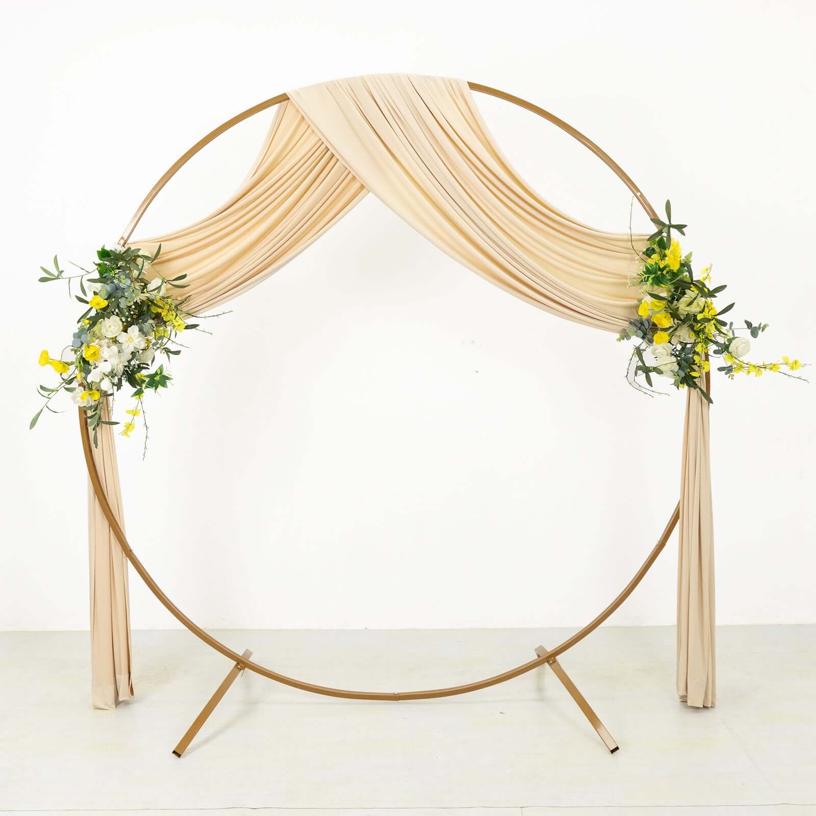 Hot Deal! Beige 5ftx18ft 4-Way Stretch Wrinkle-Free Spandex Event Curtain with Rod Pockets